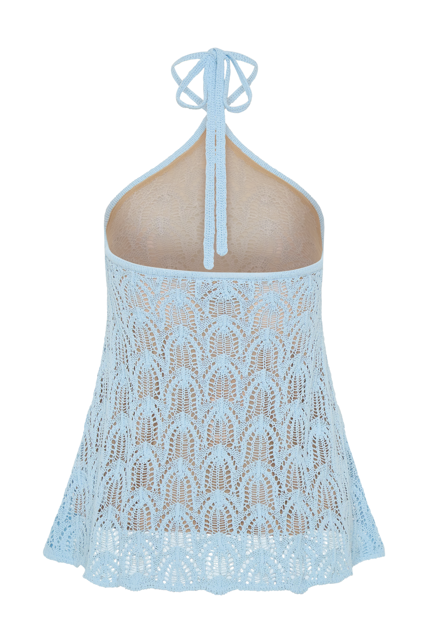 Corey Crochet Halter Neck Top - Light Blue