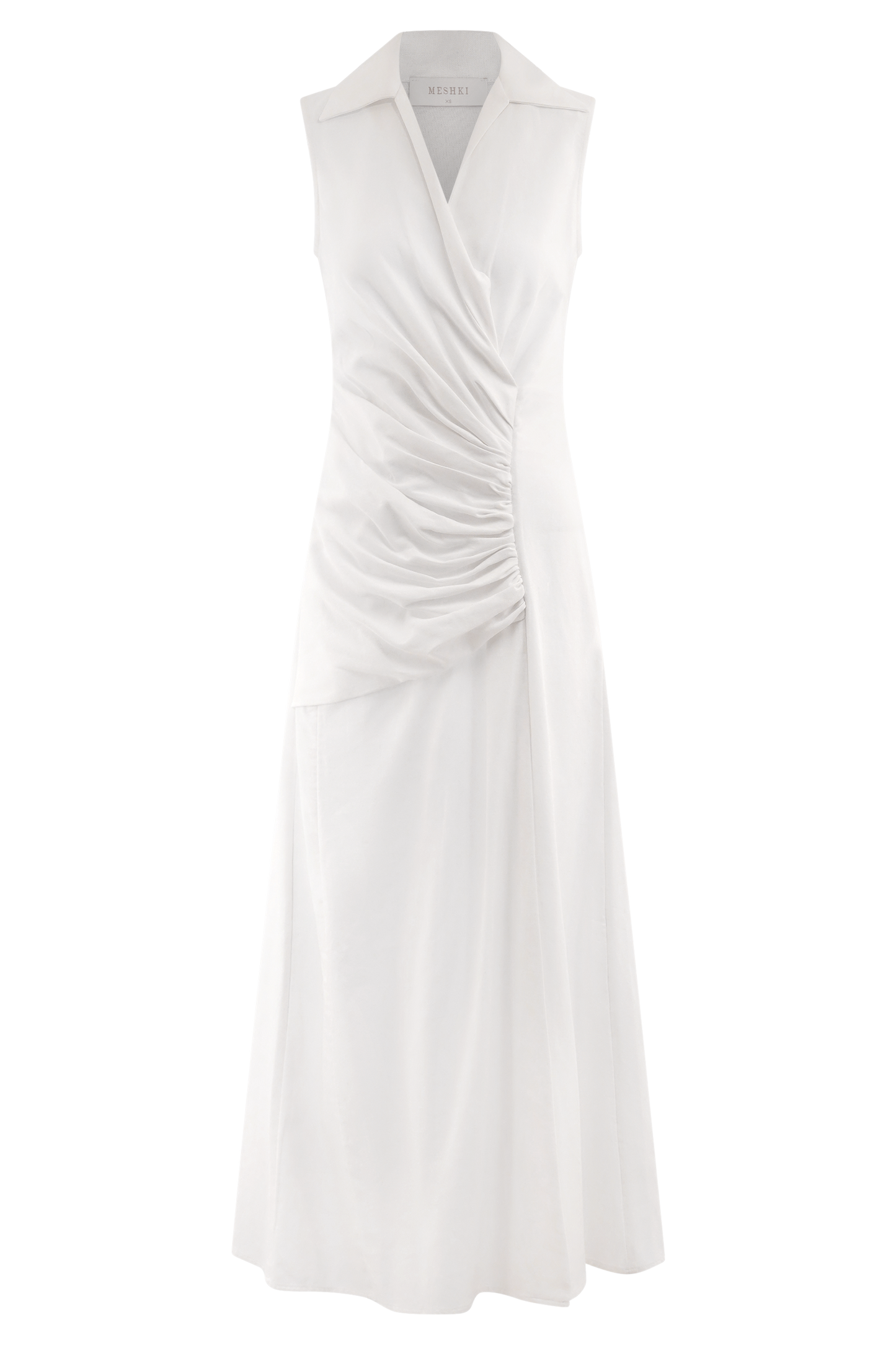 Dante Ruched Linen Midi Dress - White
