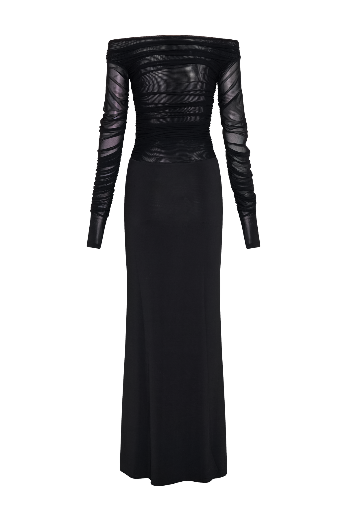 Darla Mesh And Slinky Off Shoulder Maxi Dress - Black