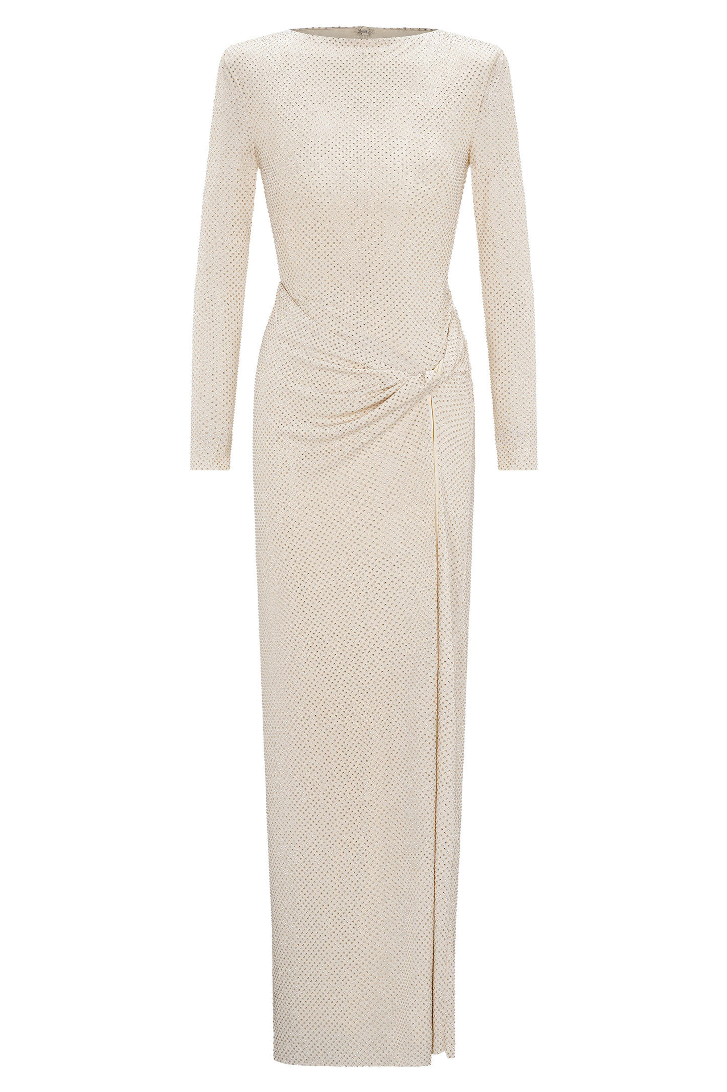 Deanna Long Sleeve Diamante Maxi Dress - Gold