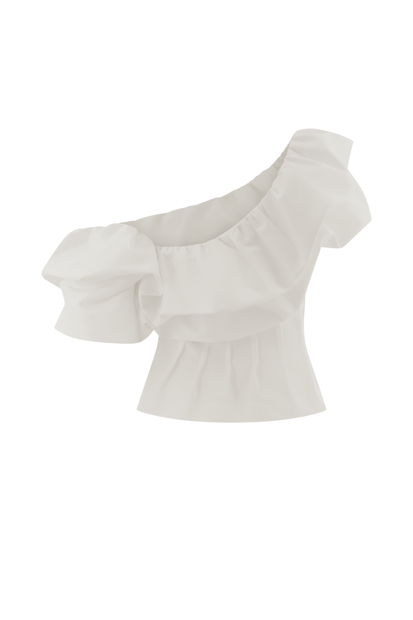 Debbie One Shoulder Bubble Top - White