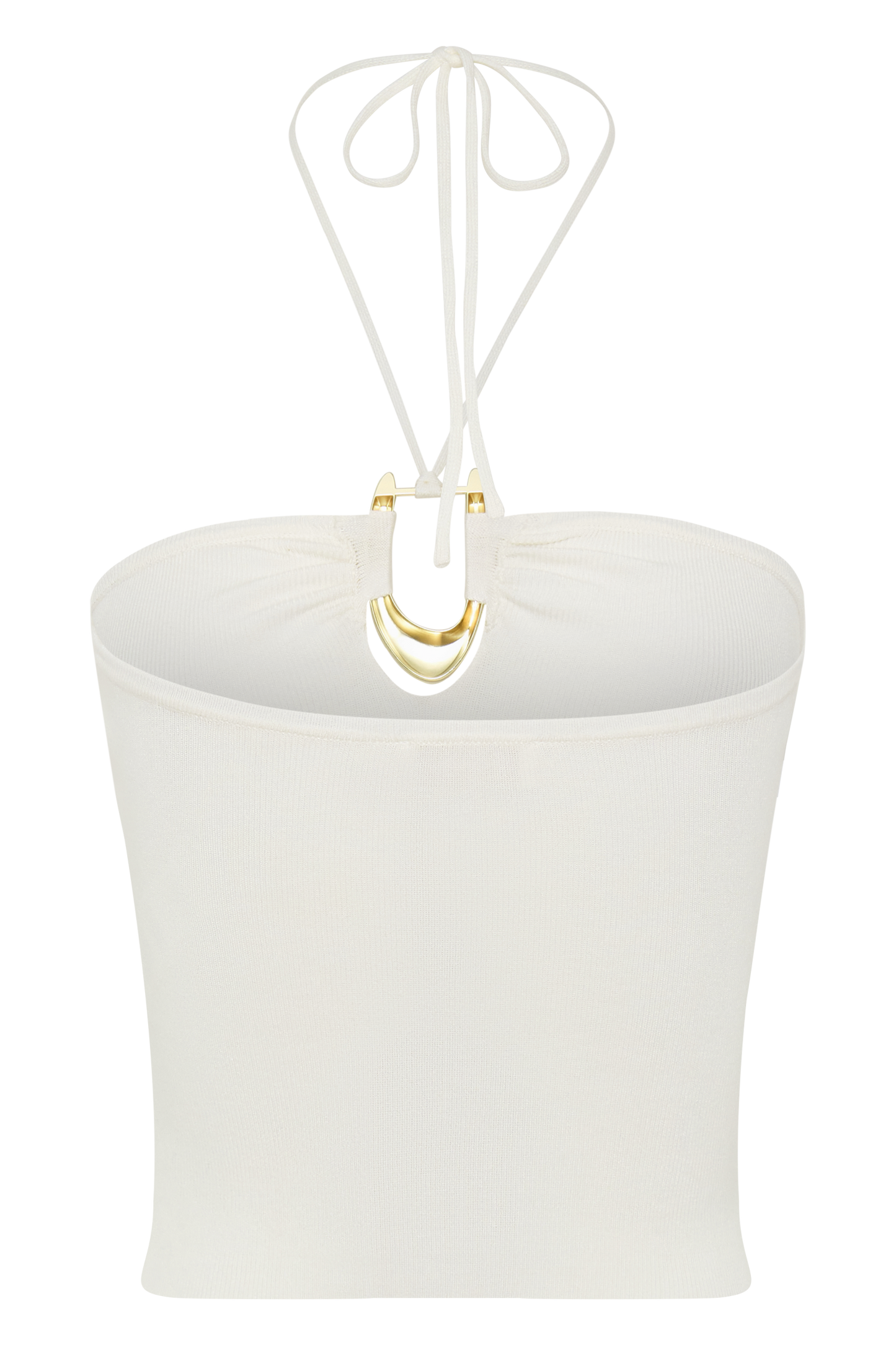 Dimitri Knit Halter Top With Hardware - Ivory