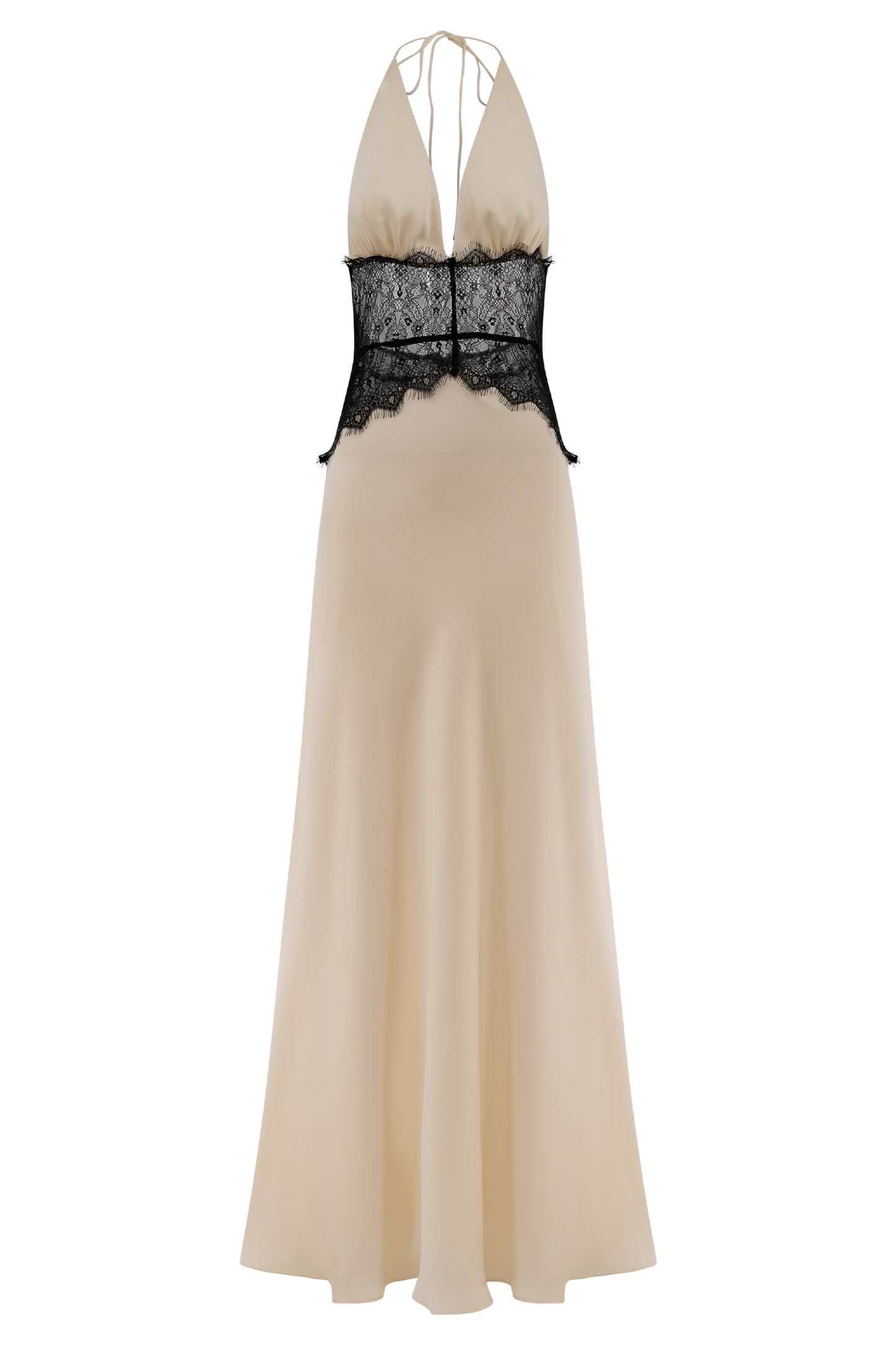 Dinah Lace And Satin Maxi Dress - Black/Ivory