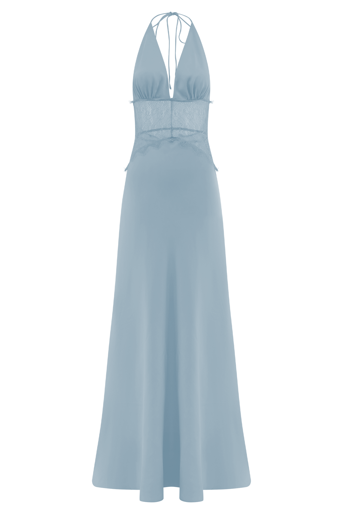 Dinah Lace And Satin Maxi Dress - Cornflower Blue