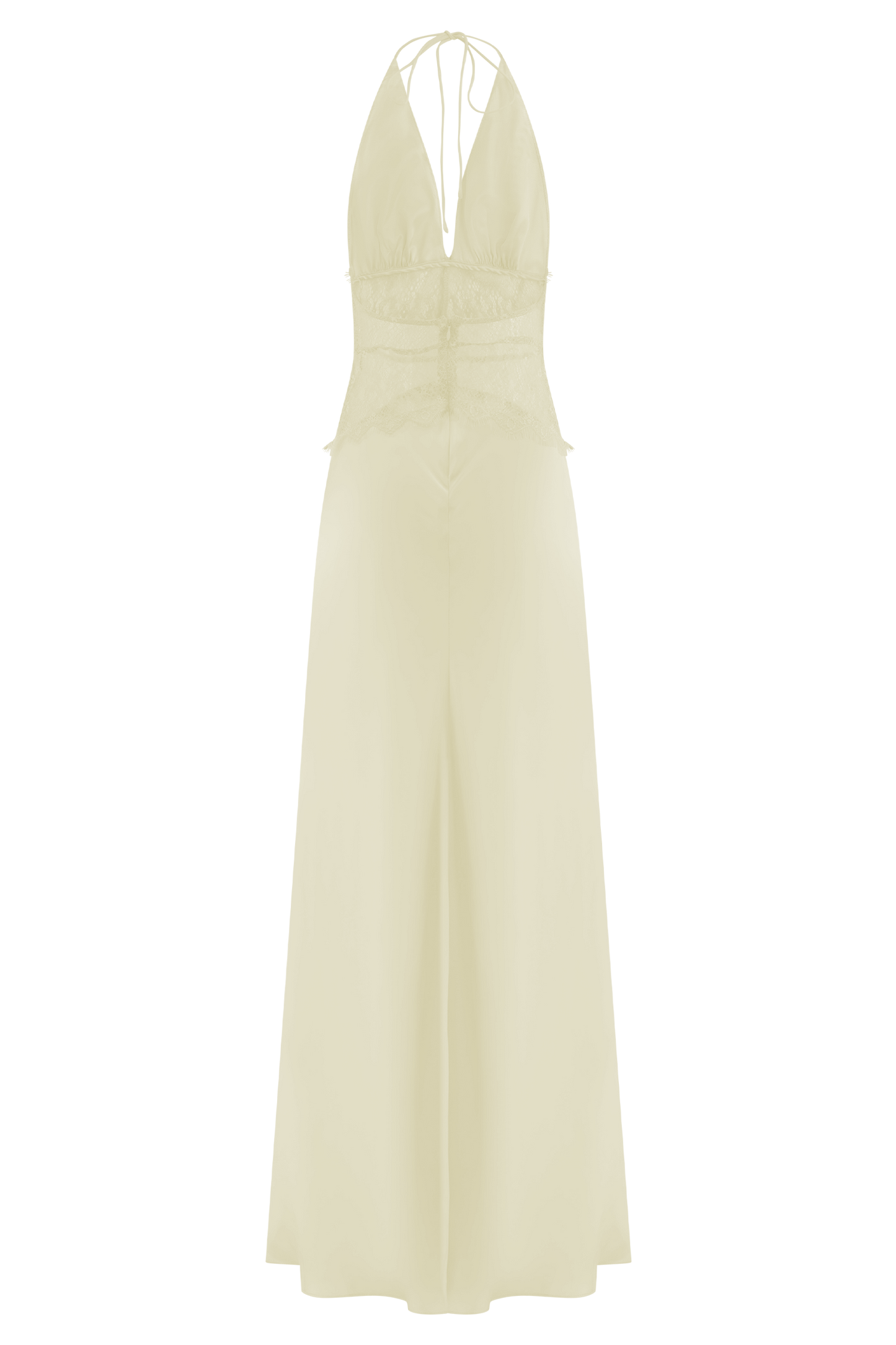 Dinah Lace And Satin Maxi Dress - Lemon