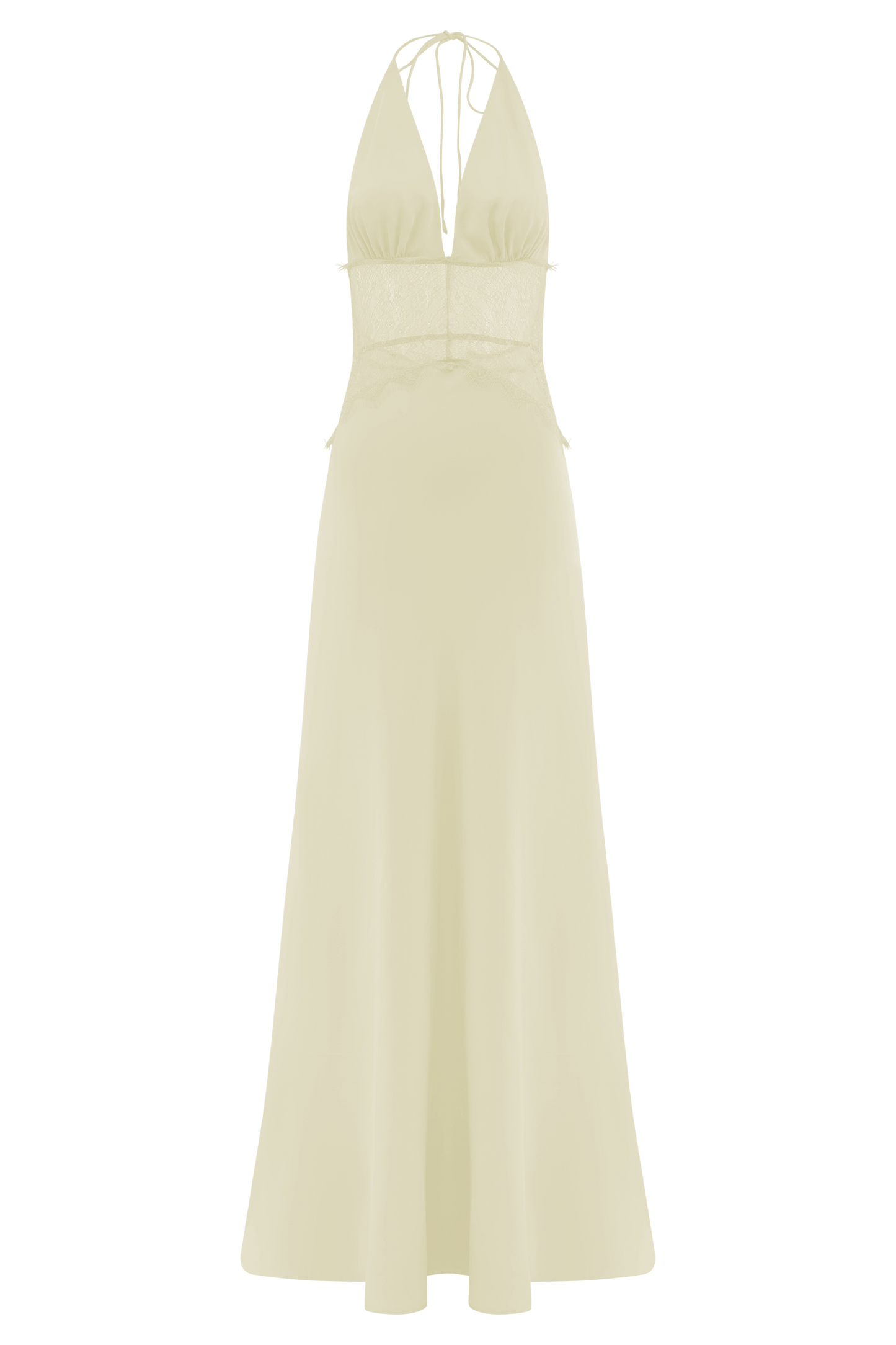Dinah Lace And Satin Maxi Dress - Lemon