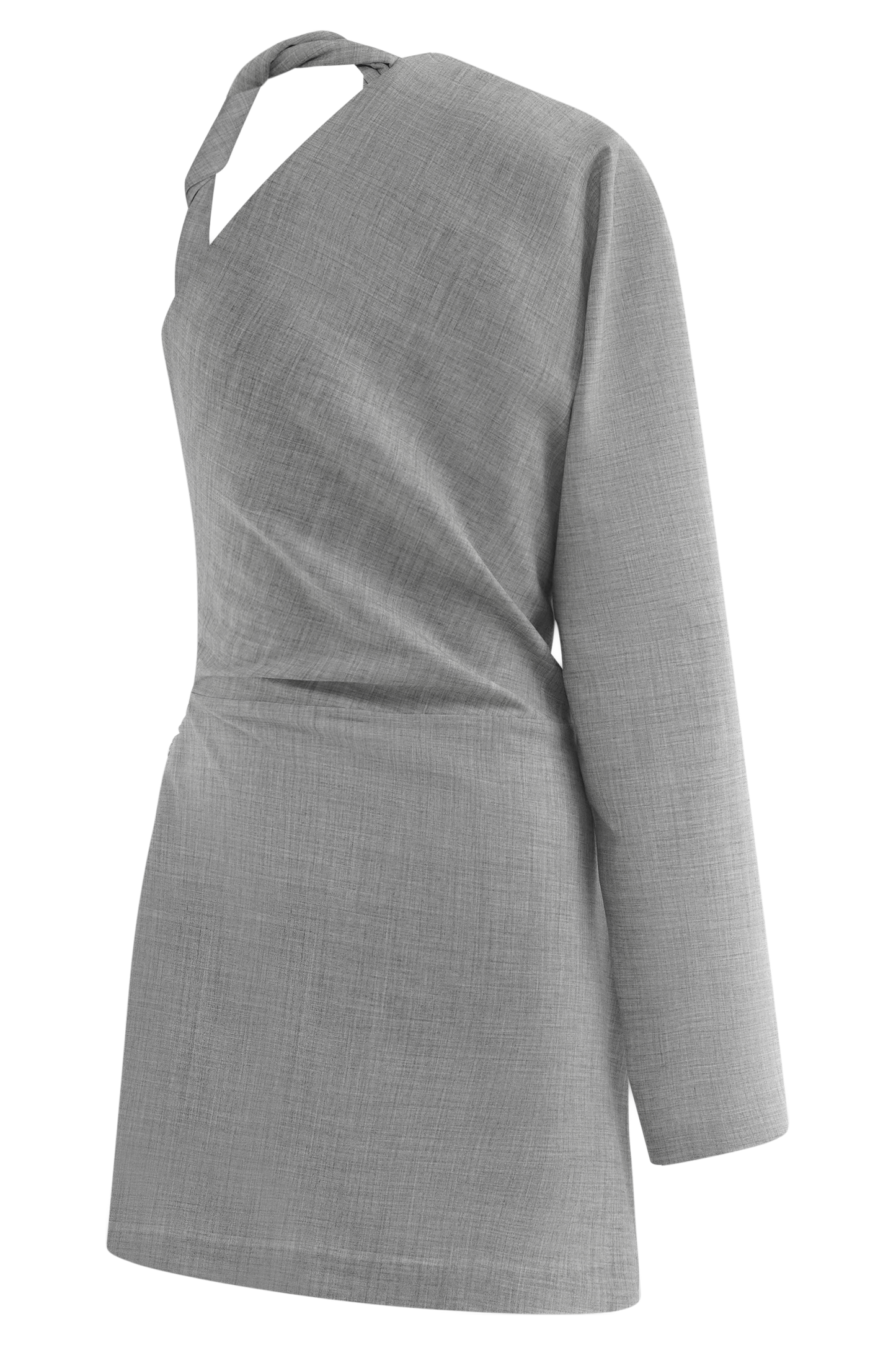Dorian Twist Shoulder Mini Dress - Charcoal Marle