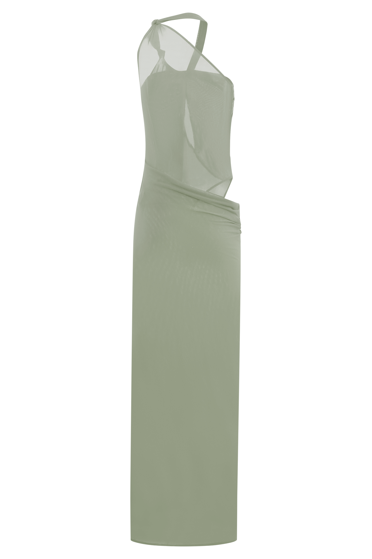 Edwina Knotted Mesh Maxi Dress - Sage