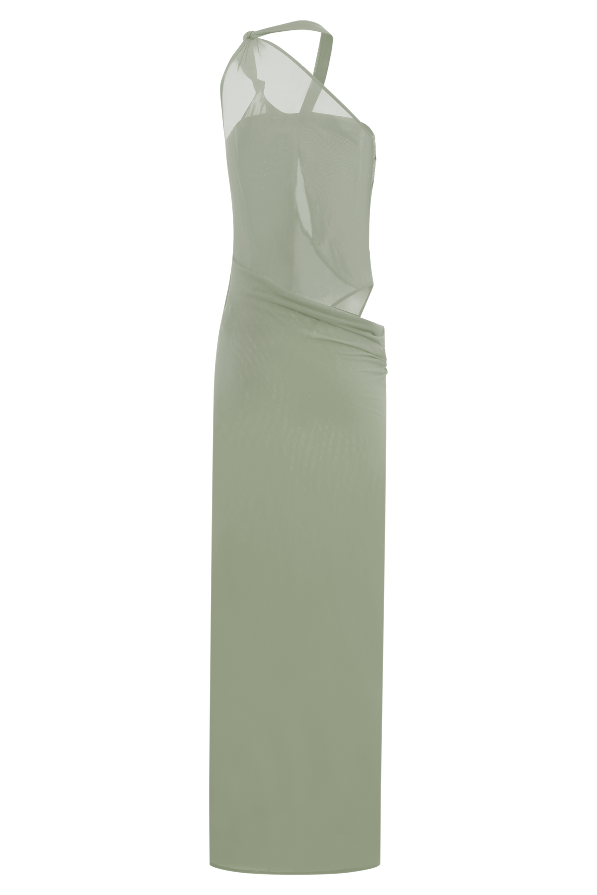 Edwina Knotted Mesh Maxi Dress - Sage