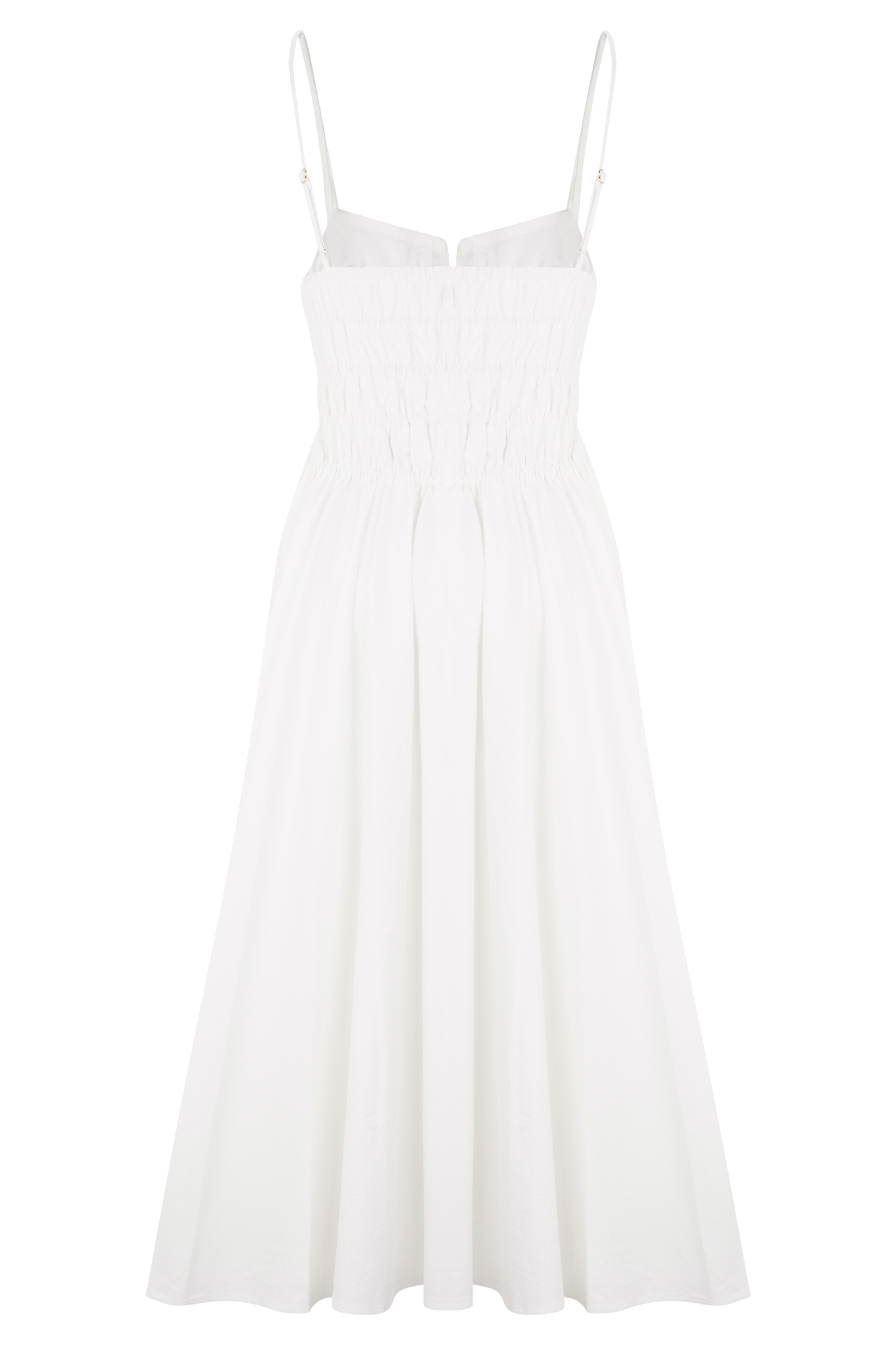 Elias Shirred Cotton Midi Dress - White
