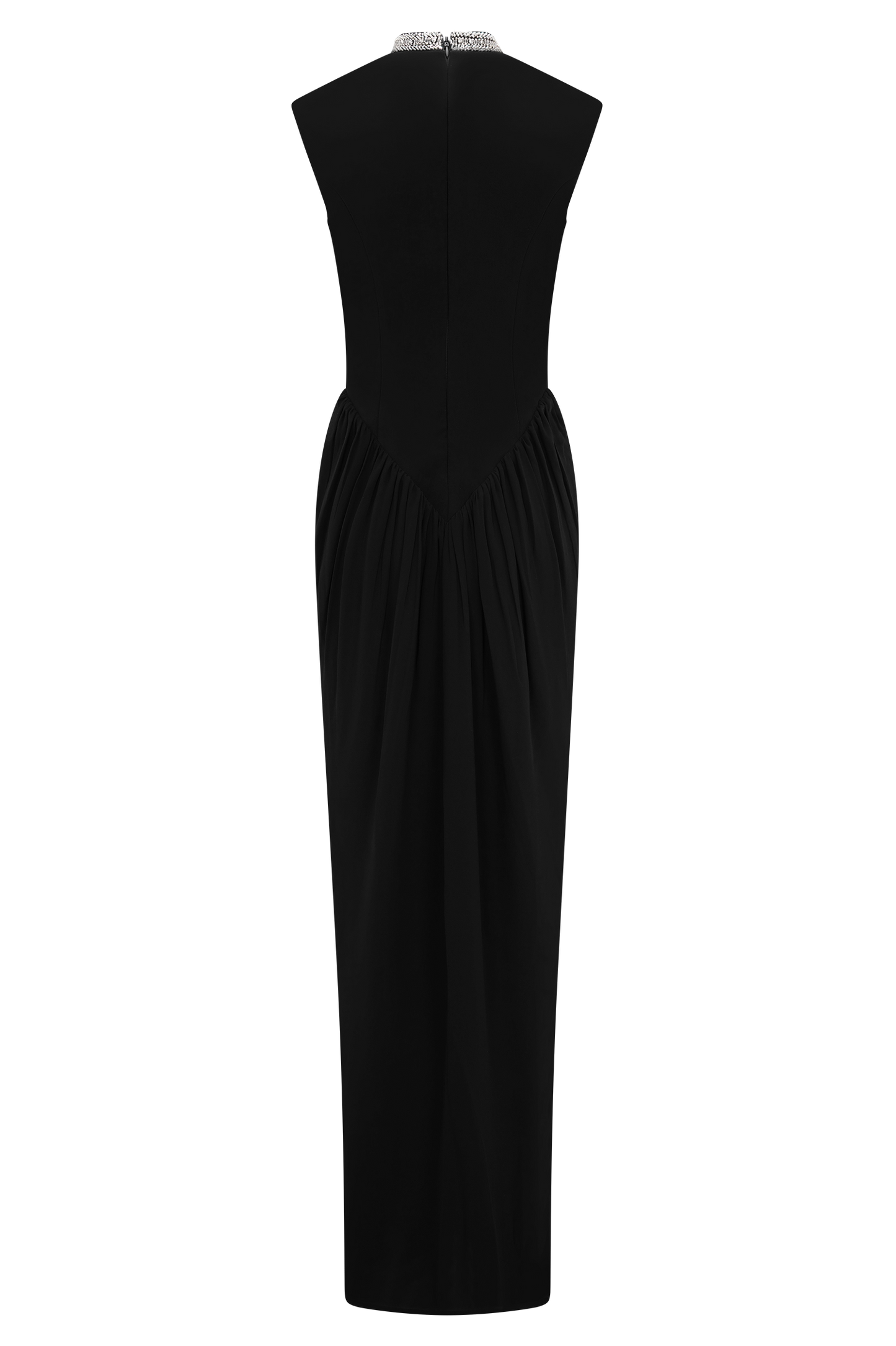Elisa Diamante Neck Maxi Dress - Black