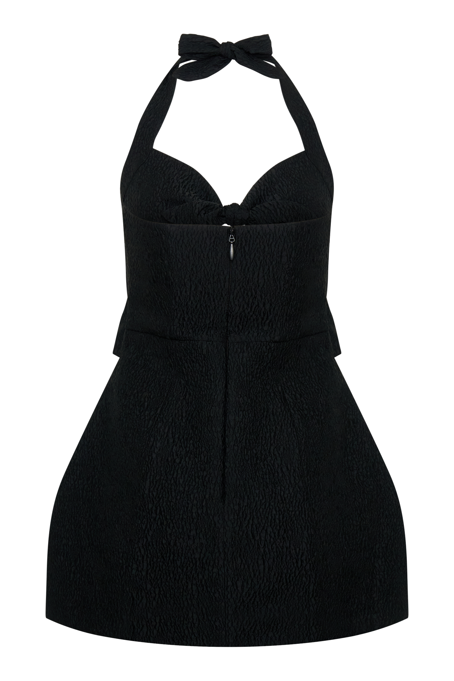 Ella Bow Detail Halter Mini Dress - Black