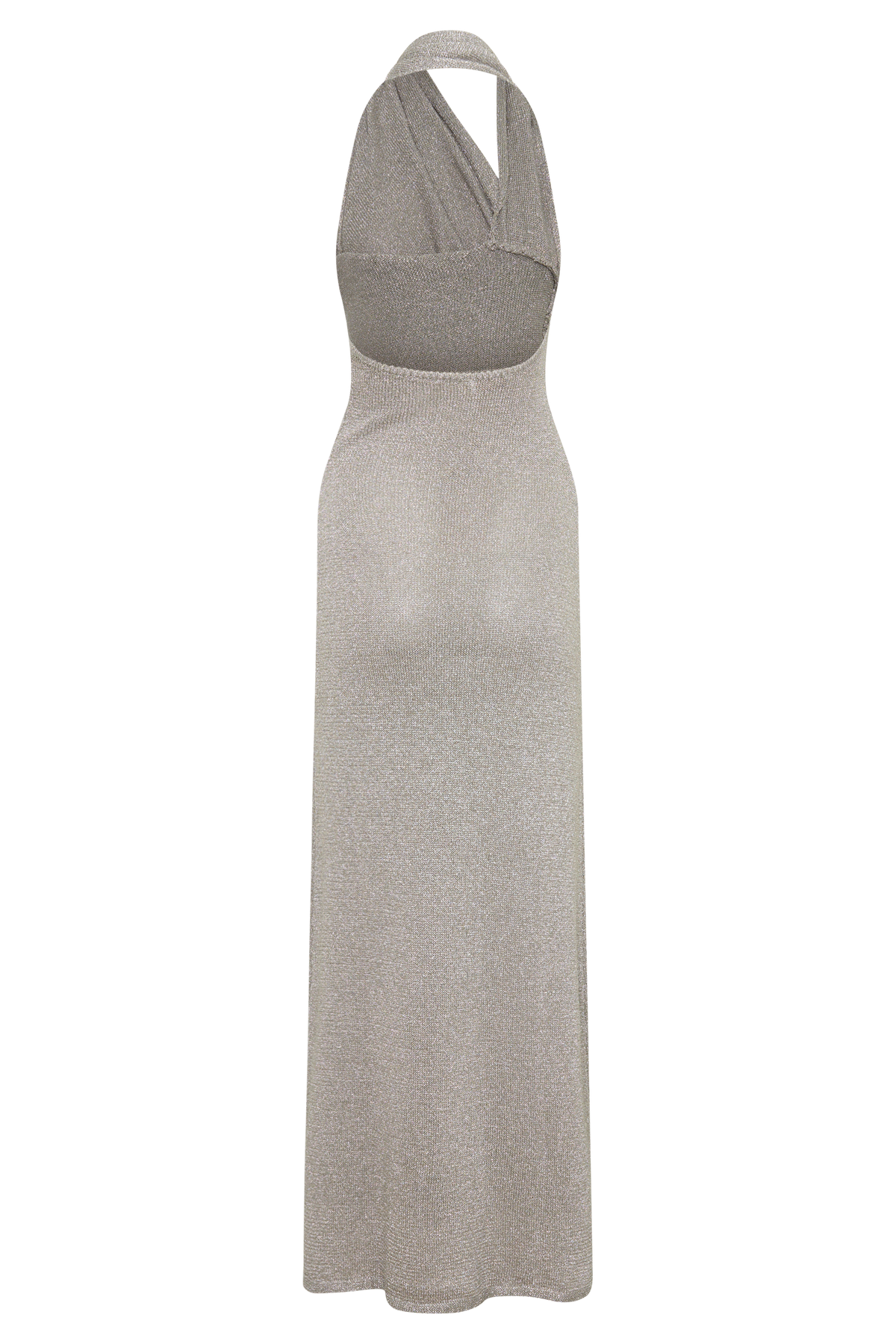 Elma Lurex Knit Halter Maxi Dress - Silver