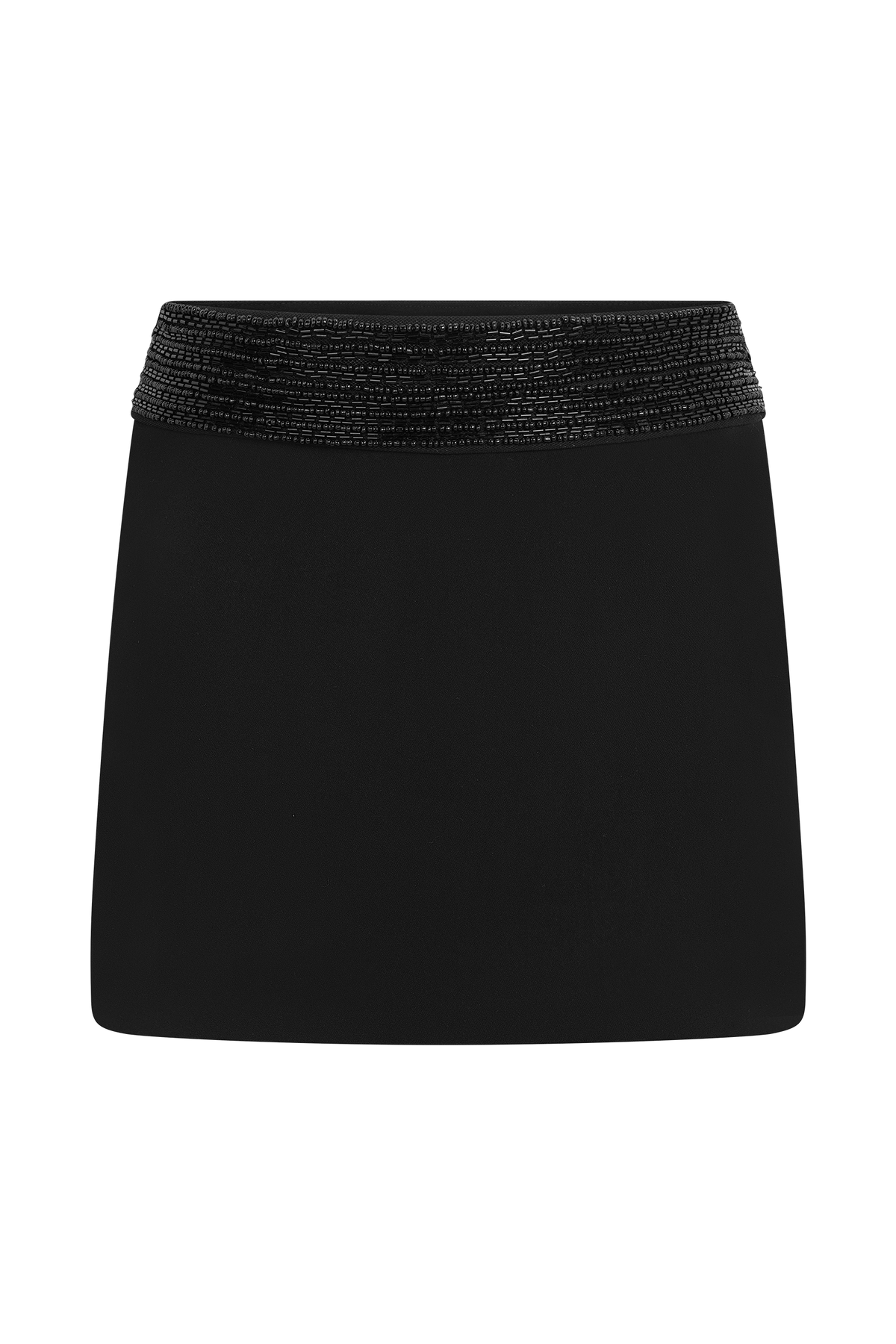 Emilia Beaded Waistband Mini Skirt - Black