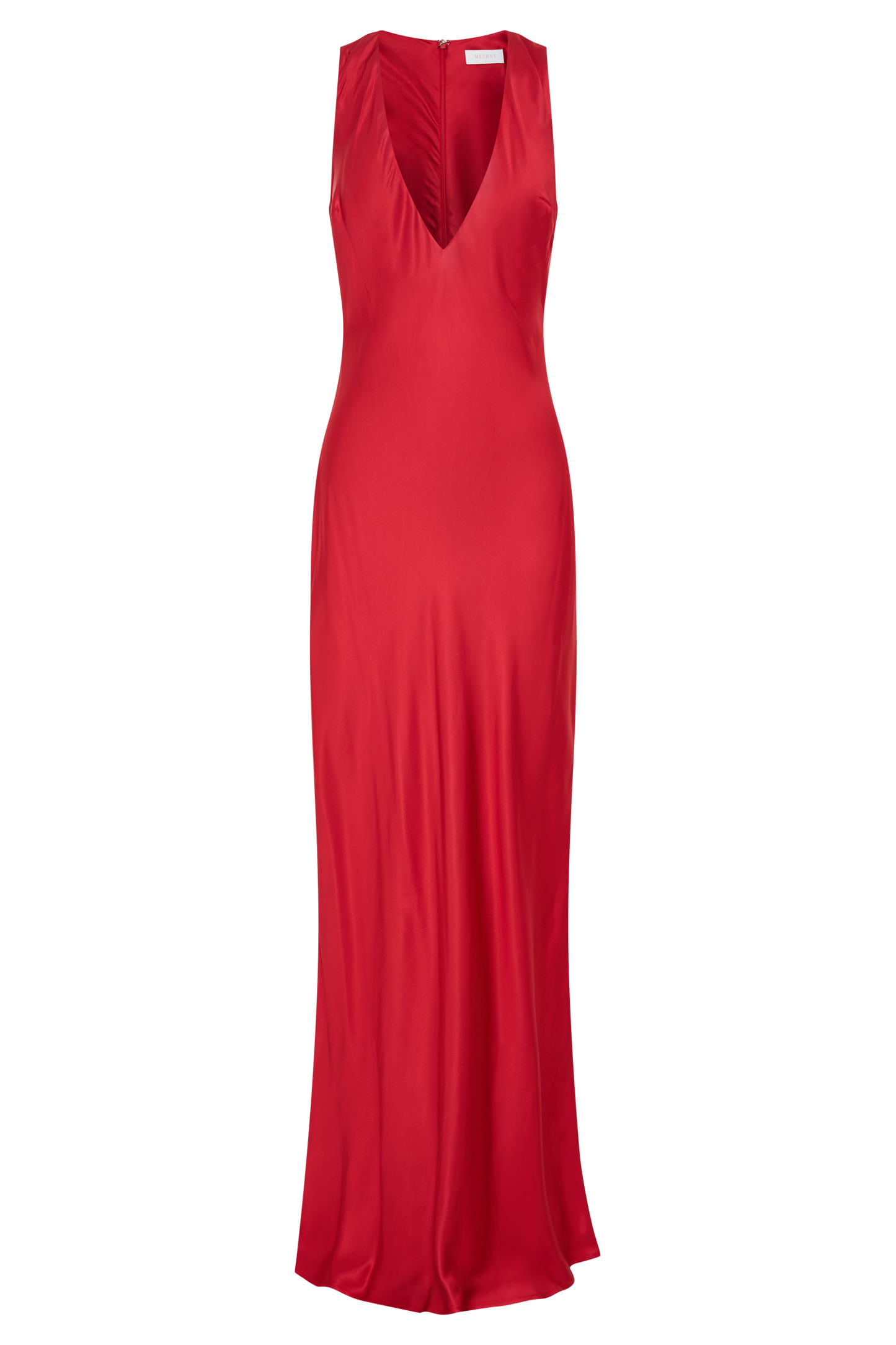 Esme Plunge Satin Maxi Dress - Red