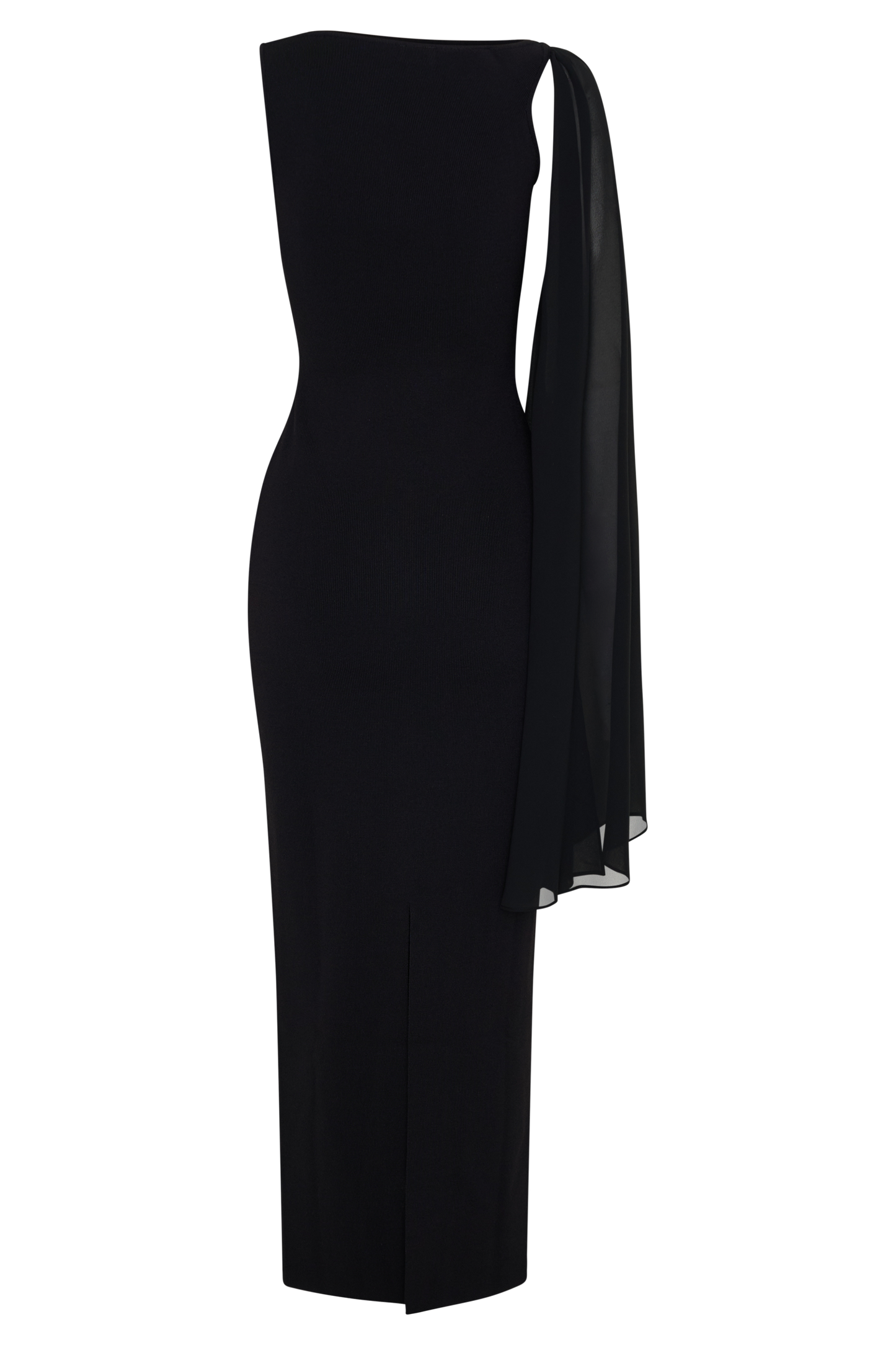 Farid Bandage Maxi Dress With Chiffon - Black