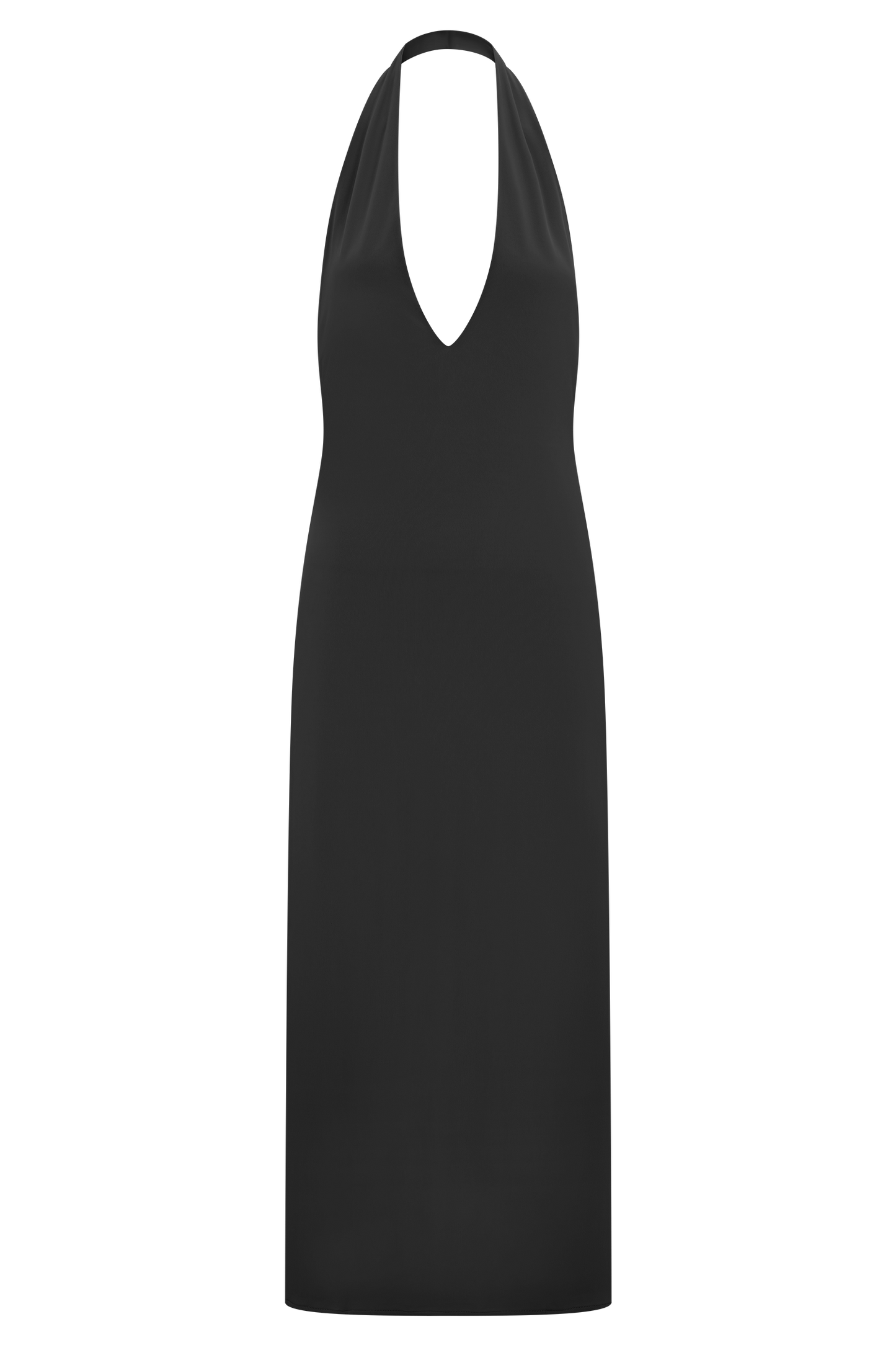 Genie Slinky Halter Midi Dress - Black