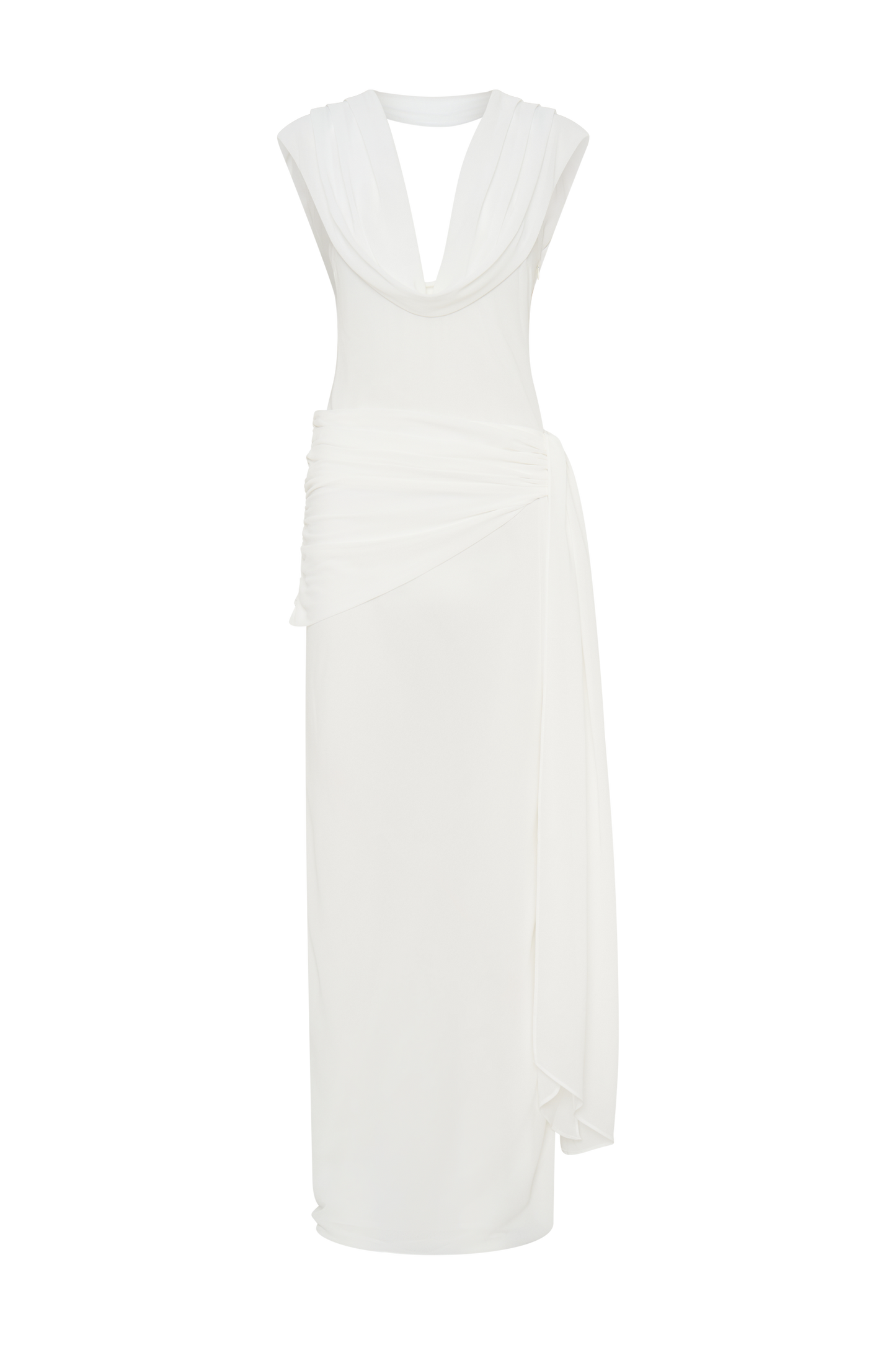 Giulia Chiffon Draped Maxi Dress - White