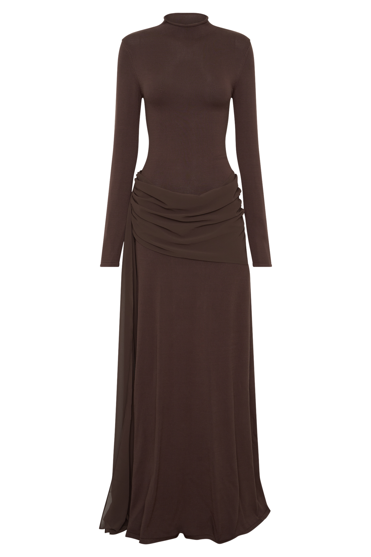 Grayson Knit Chiffon Maxi Dress - Chocolate