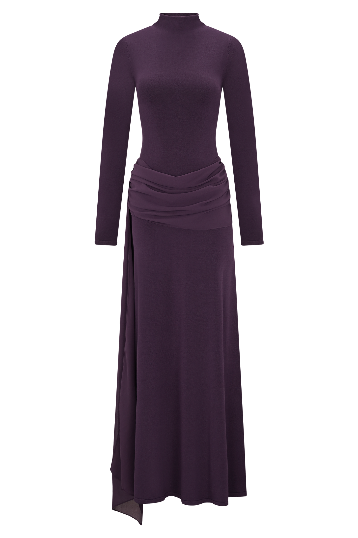 Grayson Knit Chiffon Maxi Dress - Plum