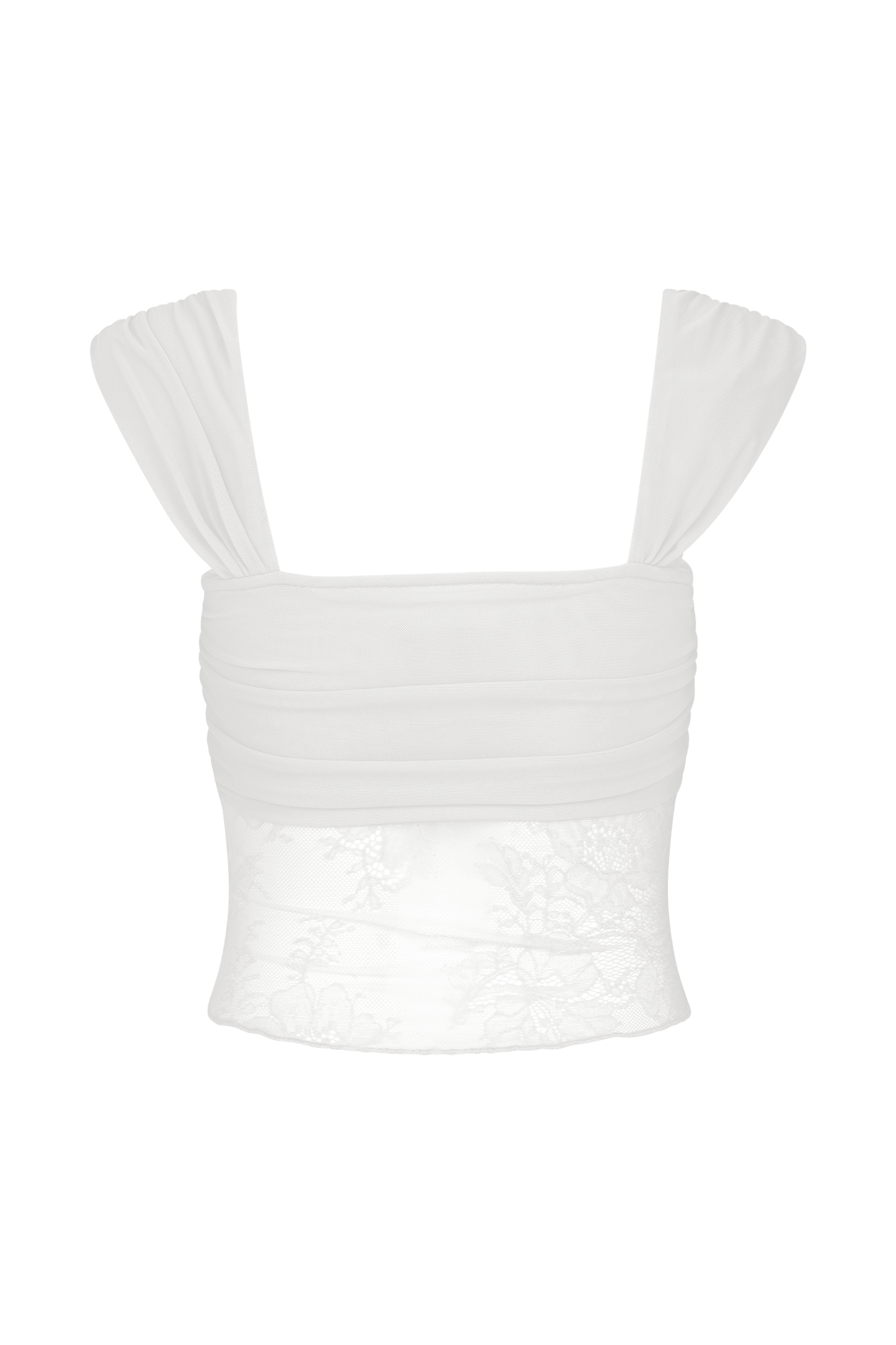 Guinevere Lace And Mesh Top - Ivory