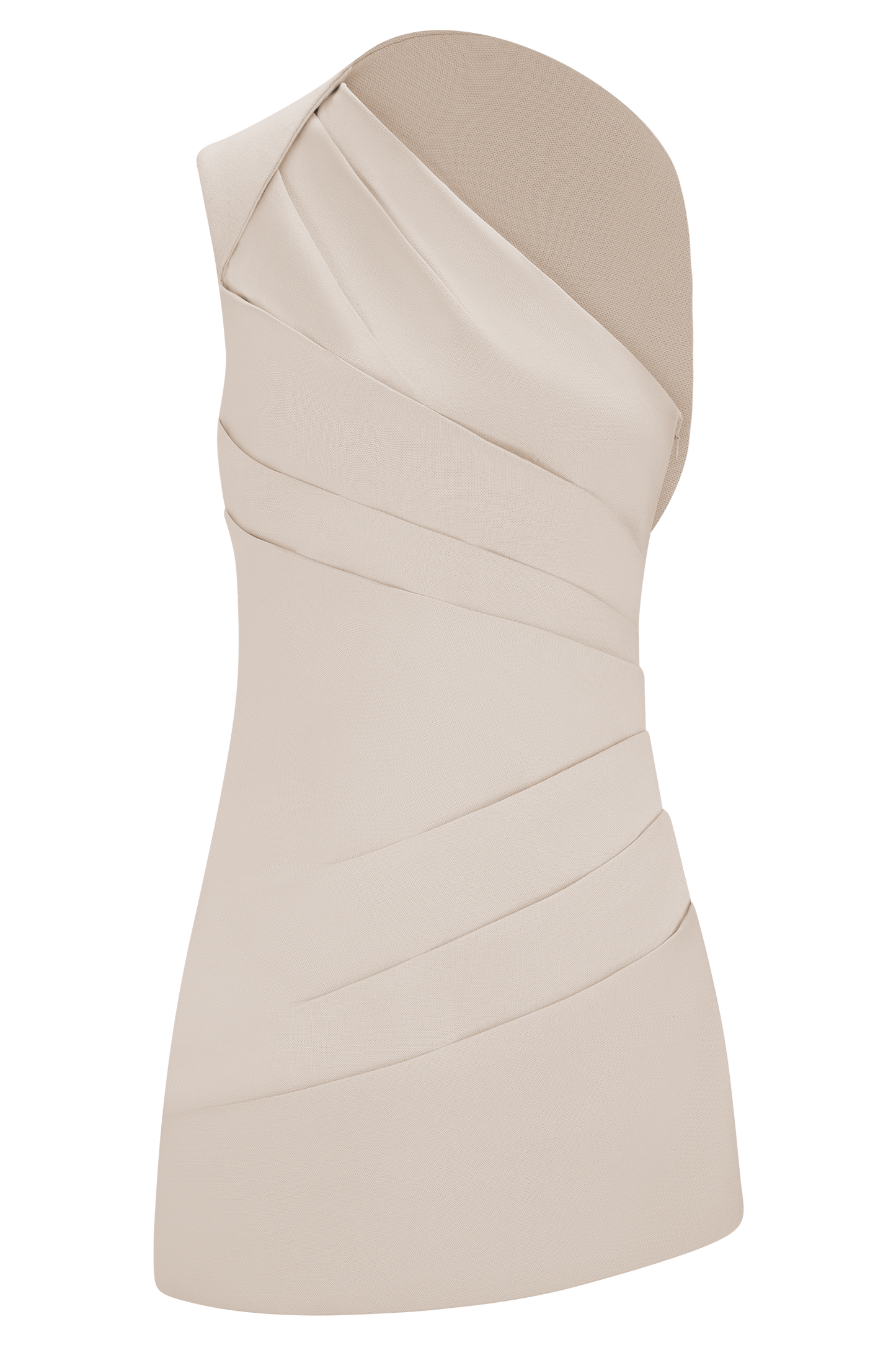 Helena One Shoulder Linen Mini Dress - Natural Beige