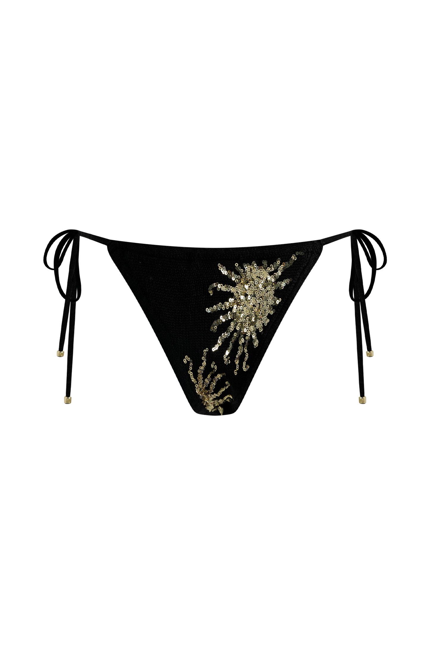 Huntleigh Crochet Bikini Bottom - Black & Gold Sunshine Print