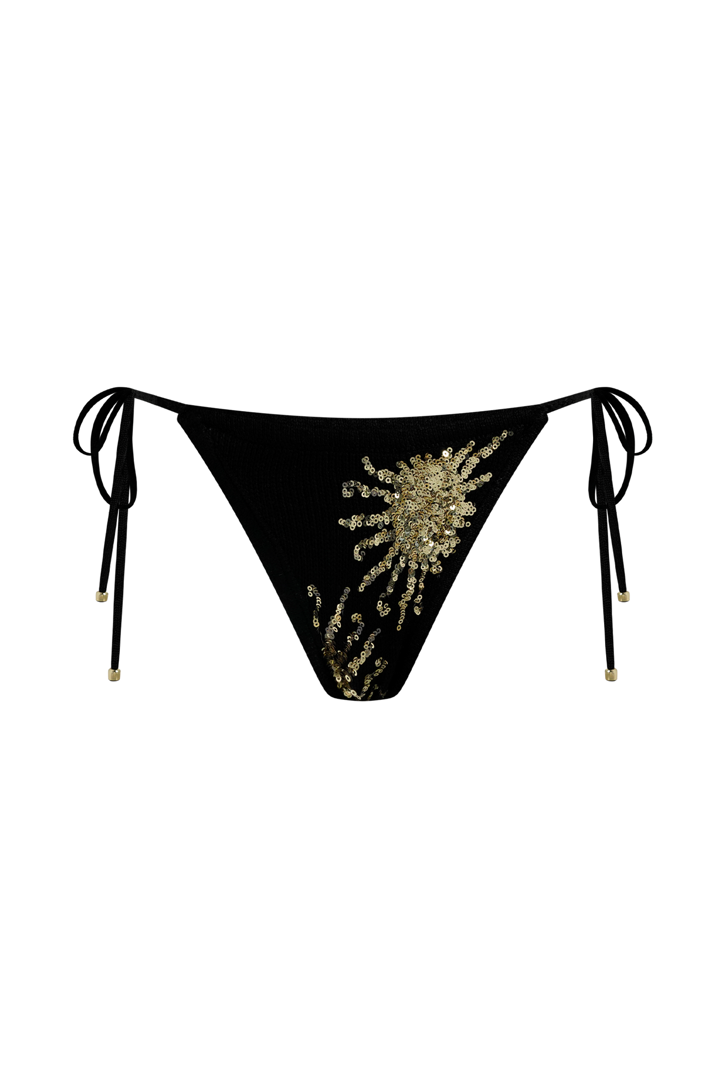 Huntleigh Crochet Bikini Bottom - Black & Gold Sunshine Print