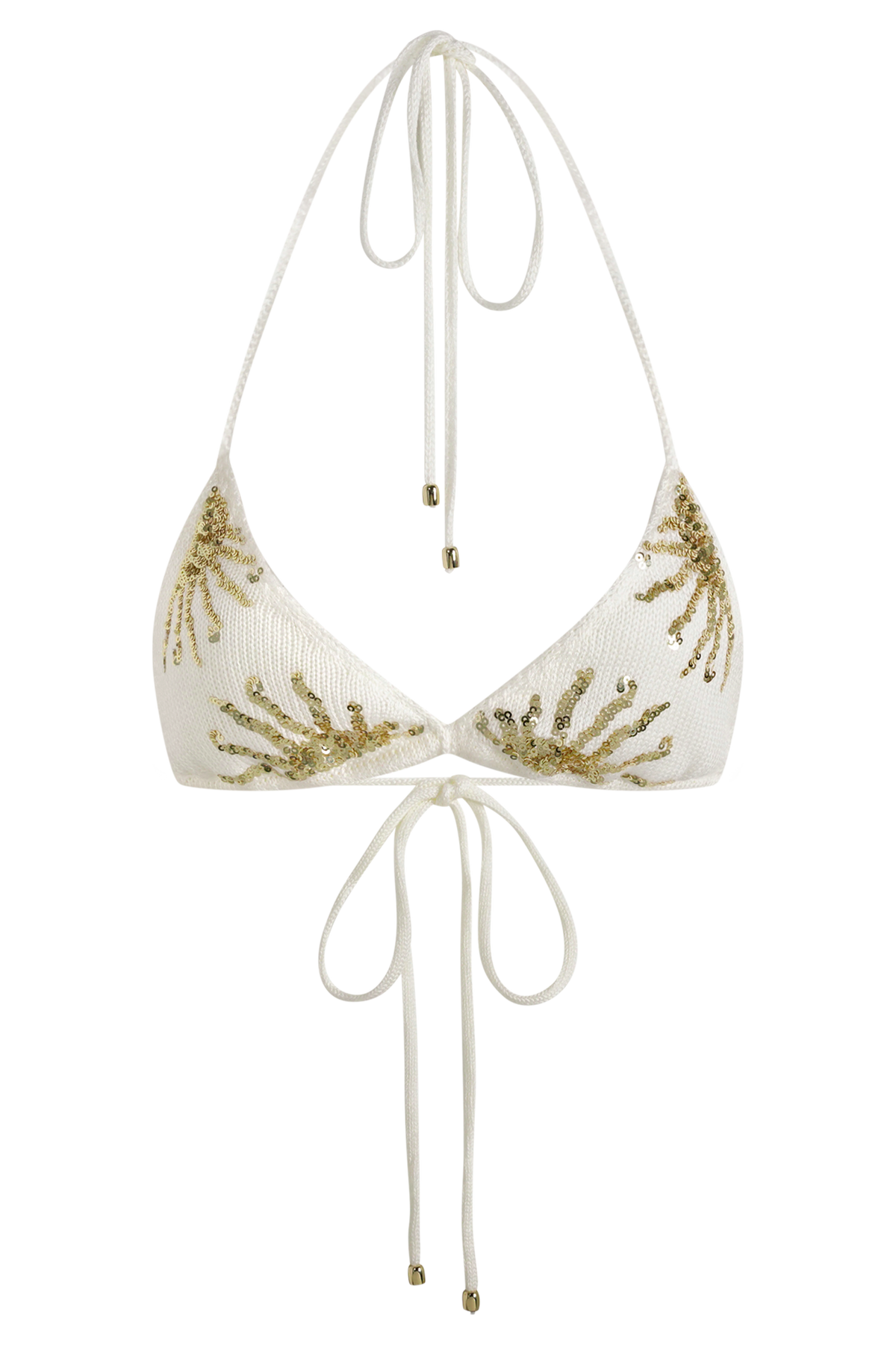 Huntleigh Crochet Bikini Top - White & Gold Sunshine Print