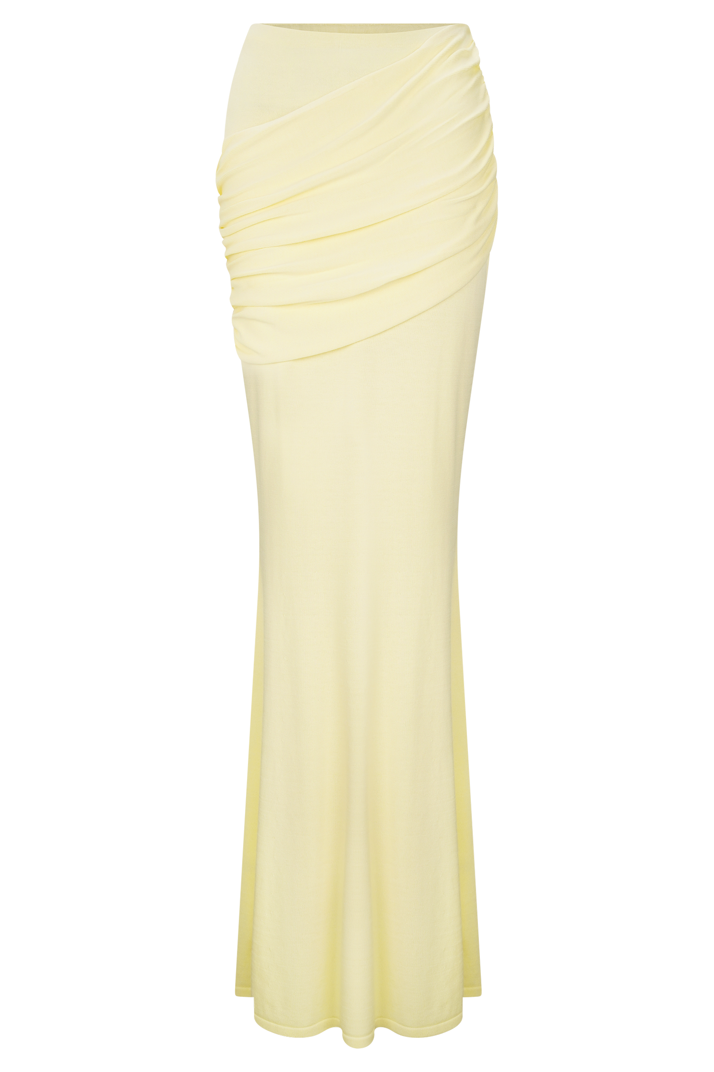 Irene Gathered Knit Maxi Skirt - Lemon