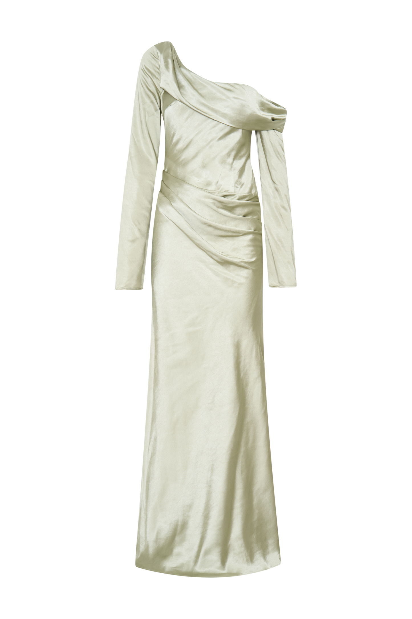 Iris Long Sleeve Satin Maxi Dress - Sage