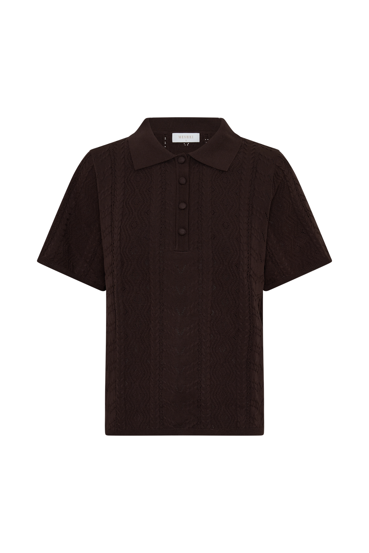 Jill Pointelle Knit Top - Chocolate