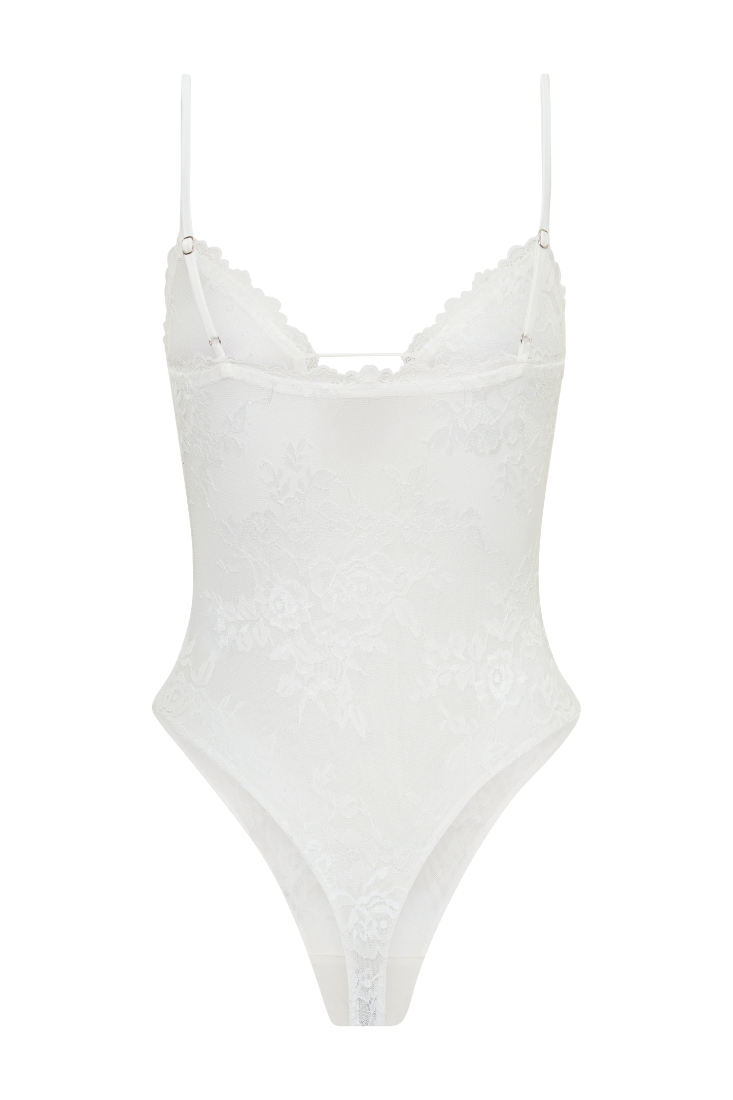Jasper Sheer Plunge Lace Bodysuit - Ivory