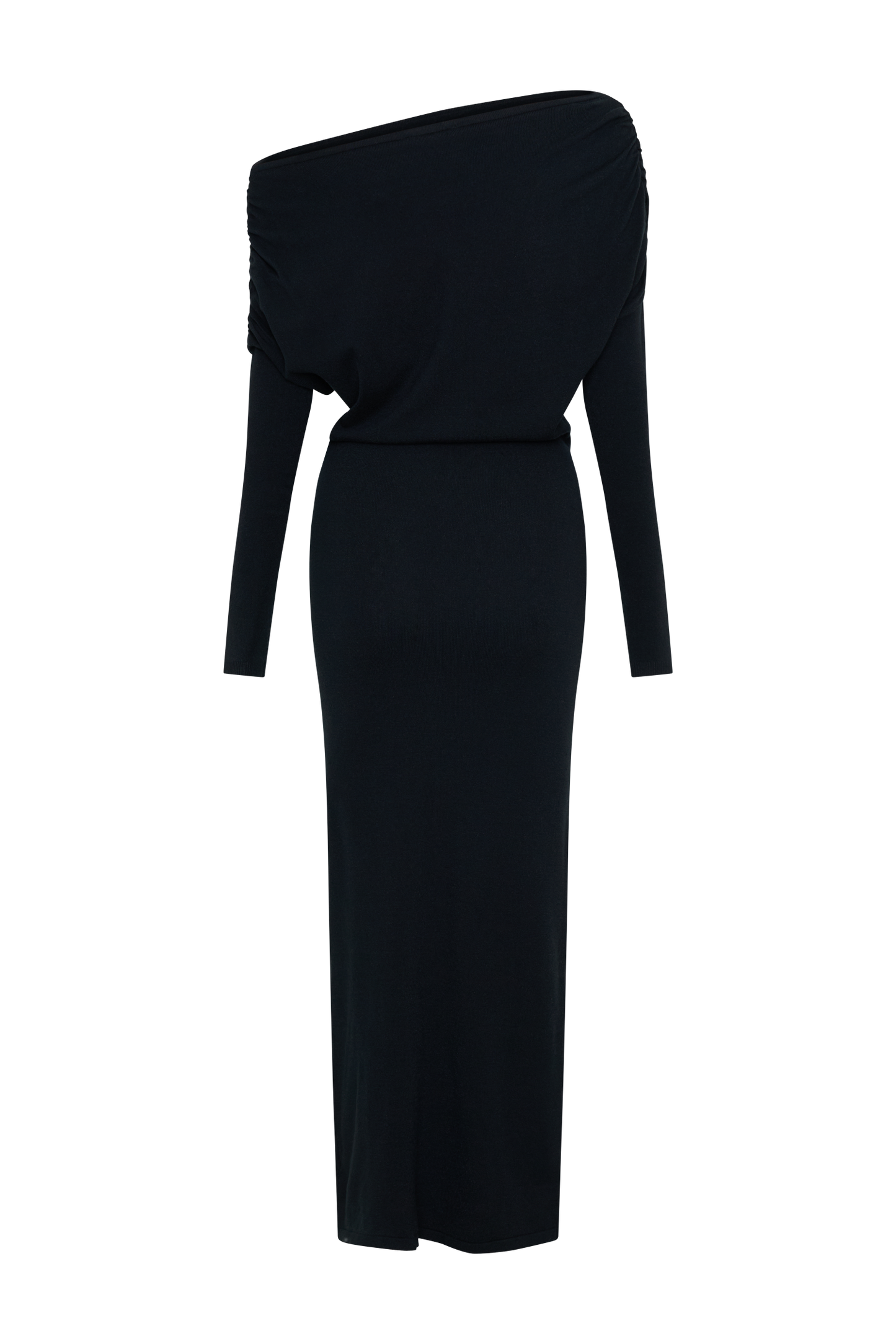 Jessie Cowl Neck Knit Midi Dress - Black