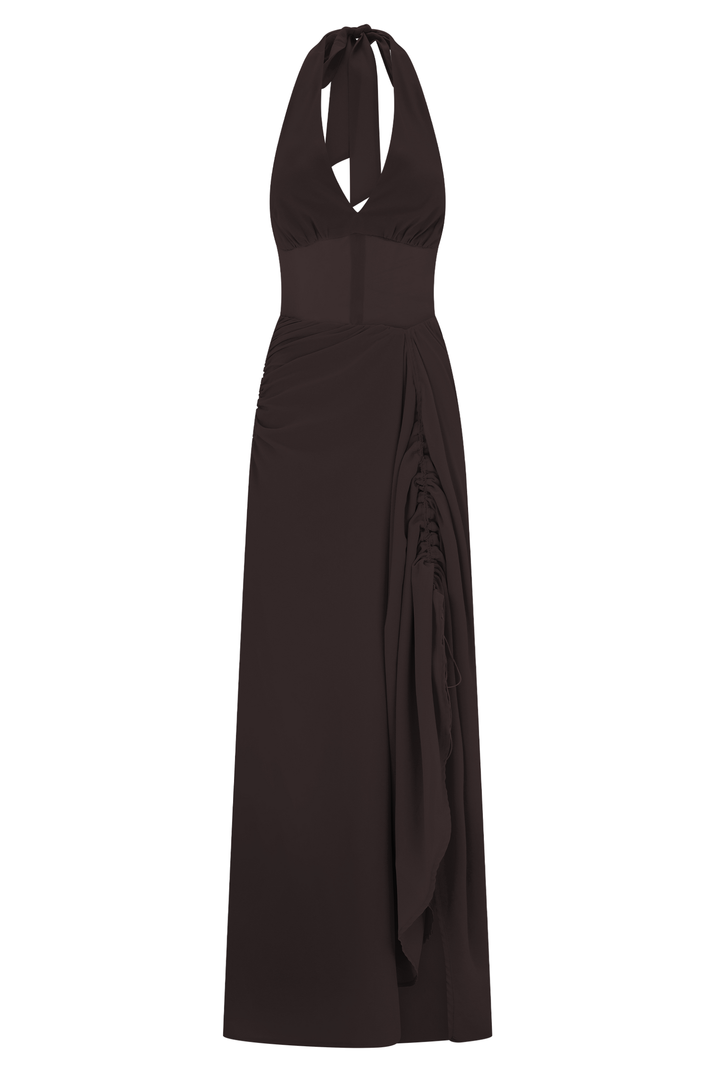 Jonna Chiffon And Mesh Maxi Dress - Dark Chocolate