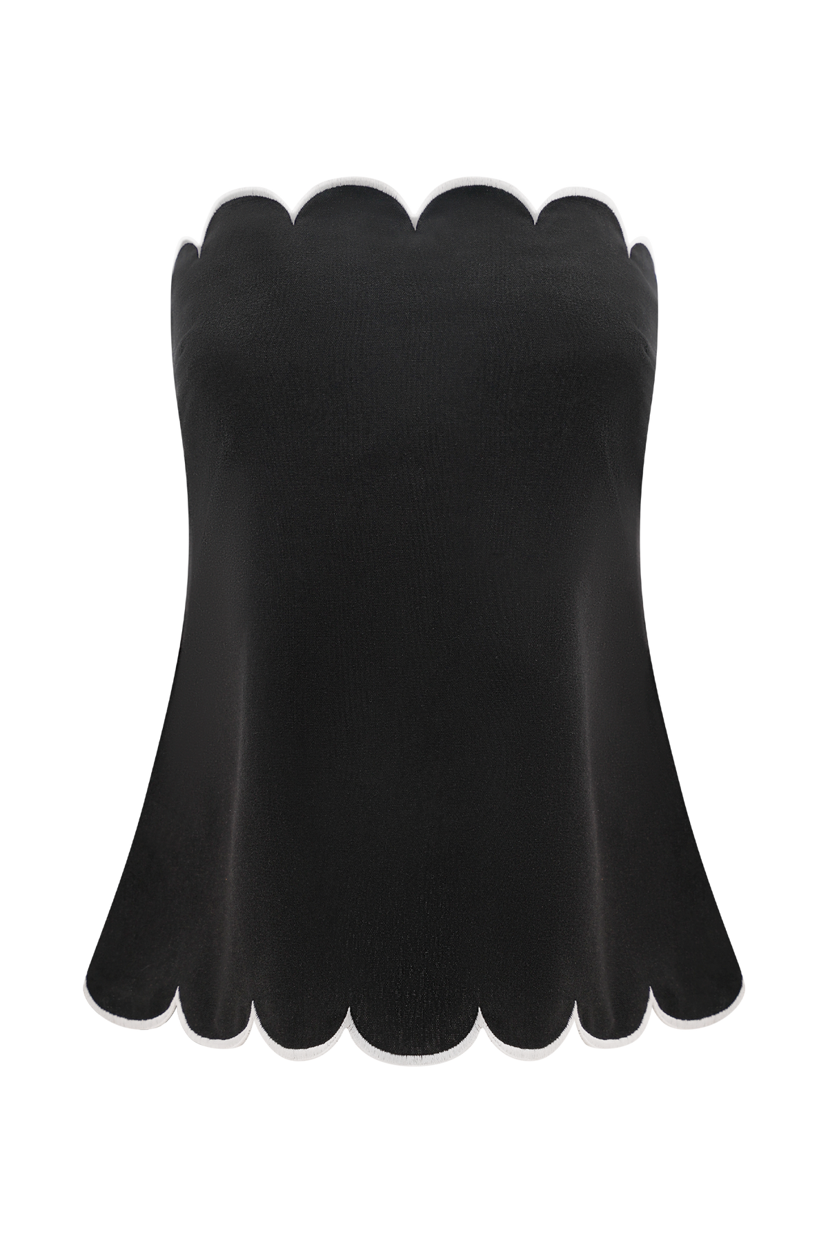 Judith Strapless Scallop Top - Black