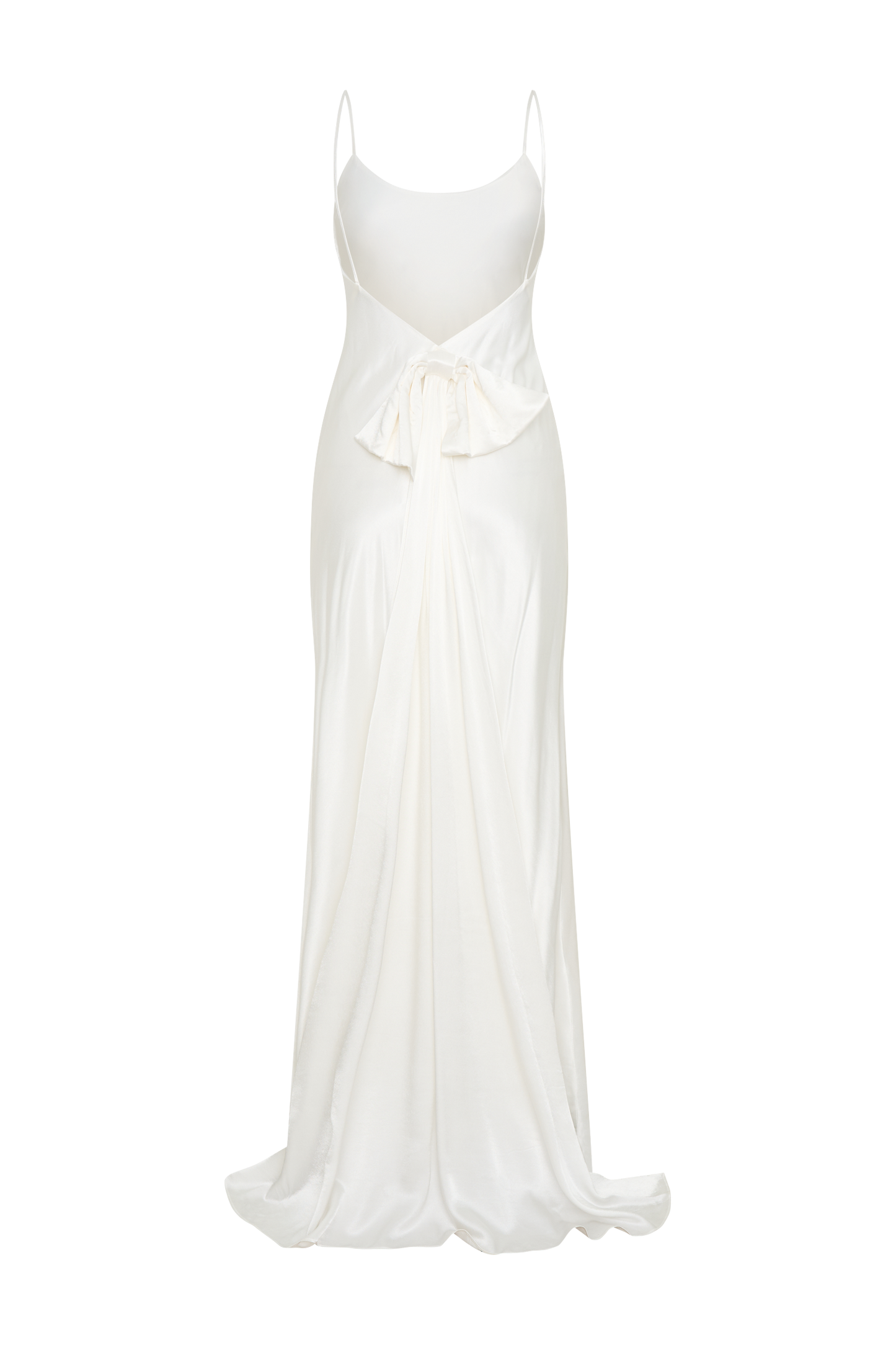Kailey Low Back Maxi Dress With Bow Train - White