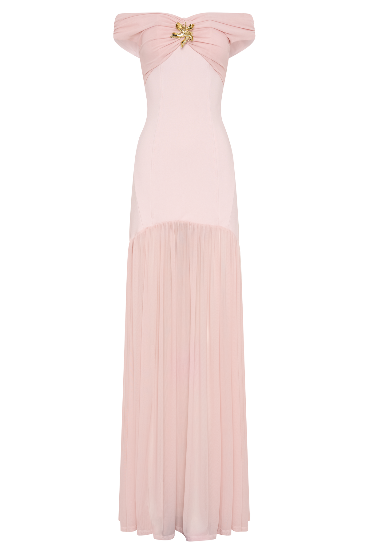 Kellie Off Shoulder Crepe Maxi Dress - Blush Pink