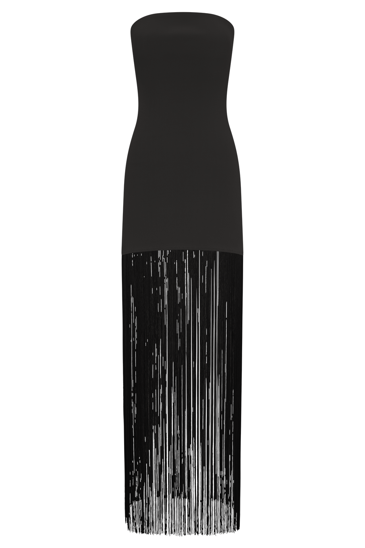 Koah Fringe Bandage Knit Maxi Dress - Black