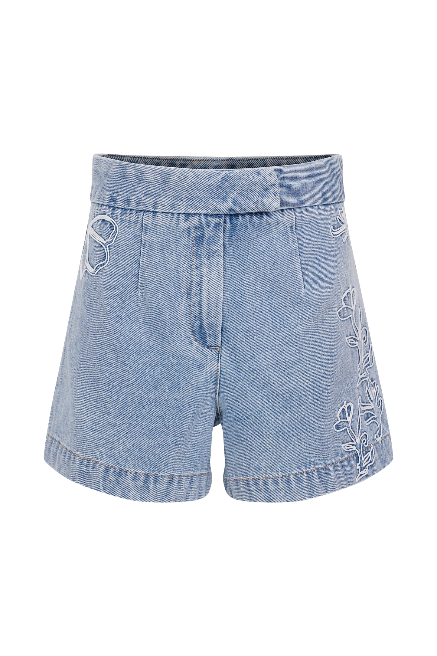 Kylee Embroidered Shorts - Mid Blue
