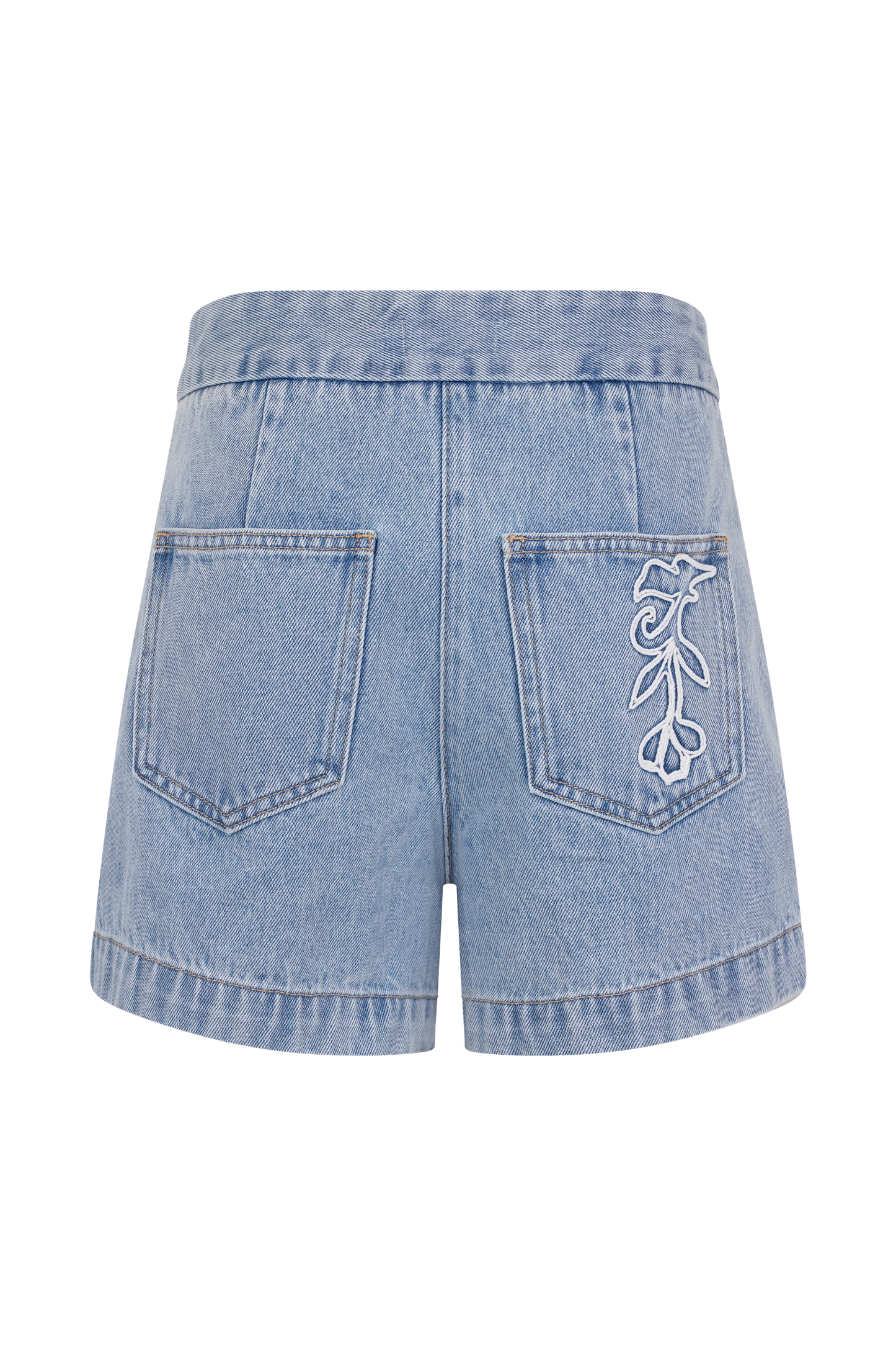 Kylee Embroidered Shorts - Mid Blue
