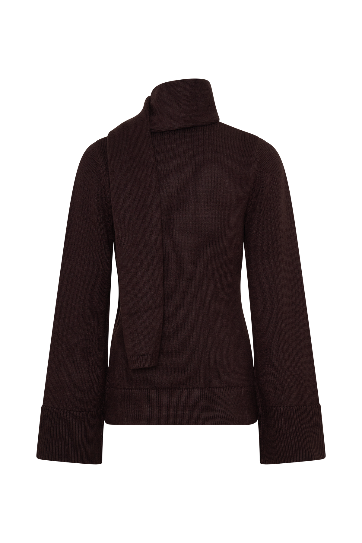 Lara Knit Cardigan With Scarf - Chocolate