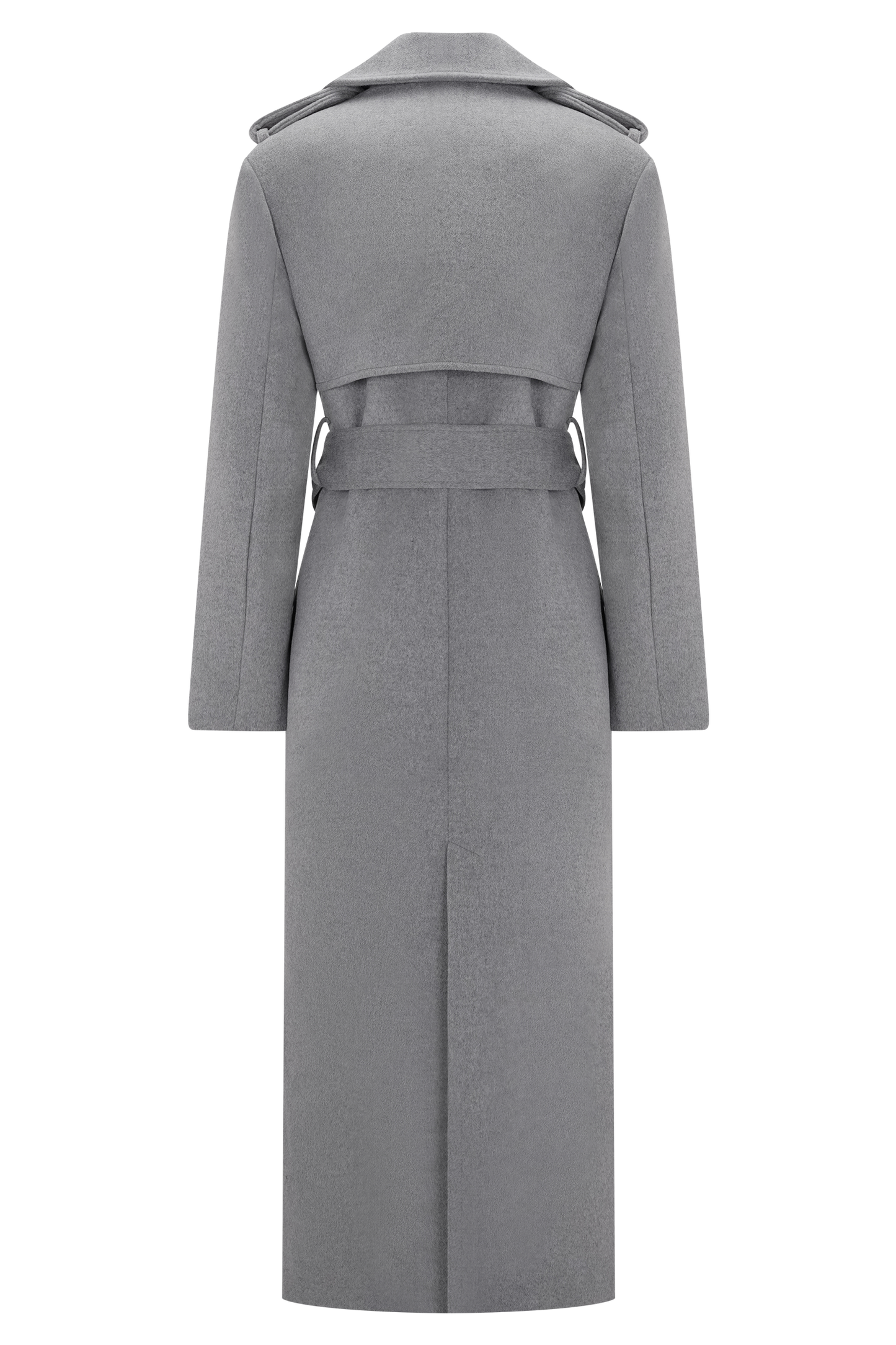 Levi Long Trench Wool Coat - Grey Marle