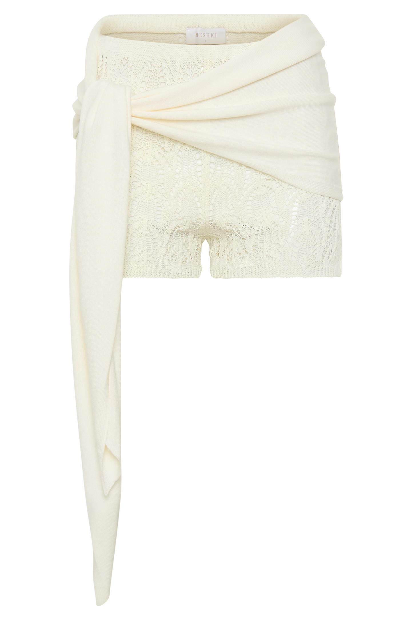 Liora Crochet Shorts With Knit Overlay - Ivory