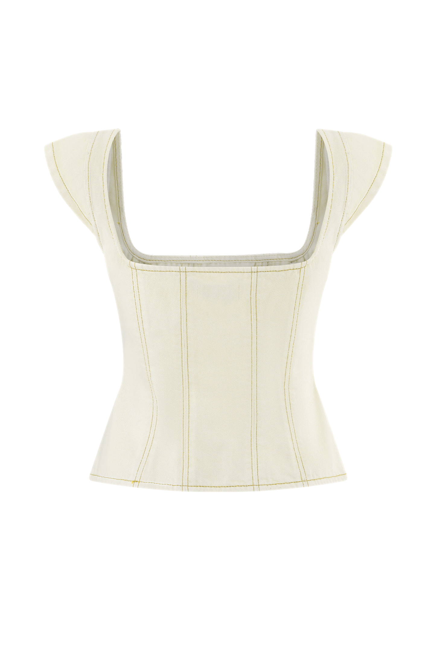 Loretta Cap Sleeve Denim Top - Ecru