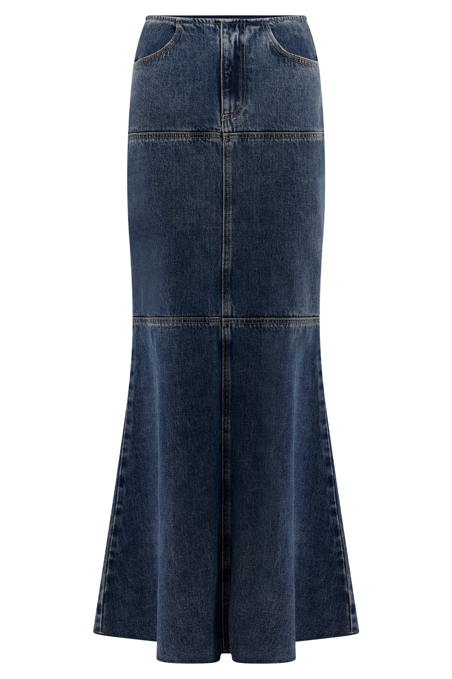 Loretta Denim Maxi Skirt - Washed Dark Blue