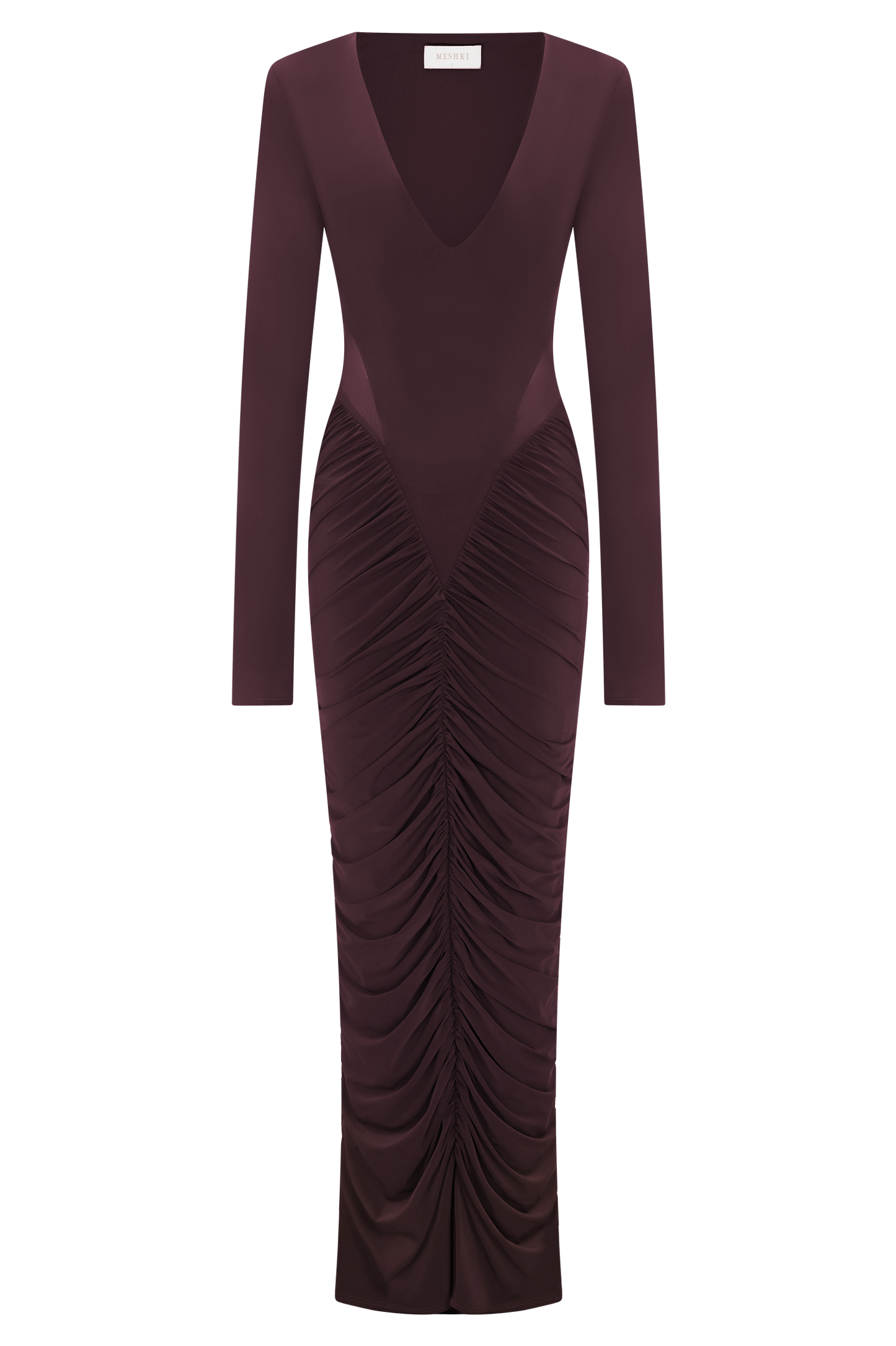 Louanne Slinky Long Sleeve Maxi Dress - Burgundy