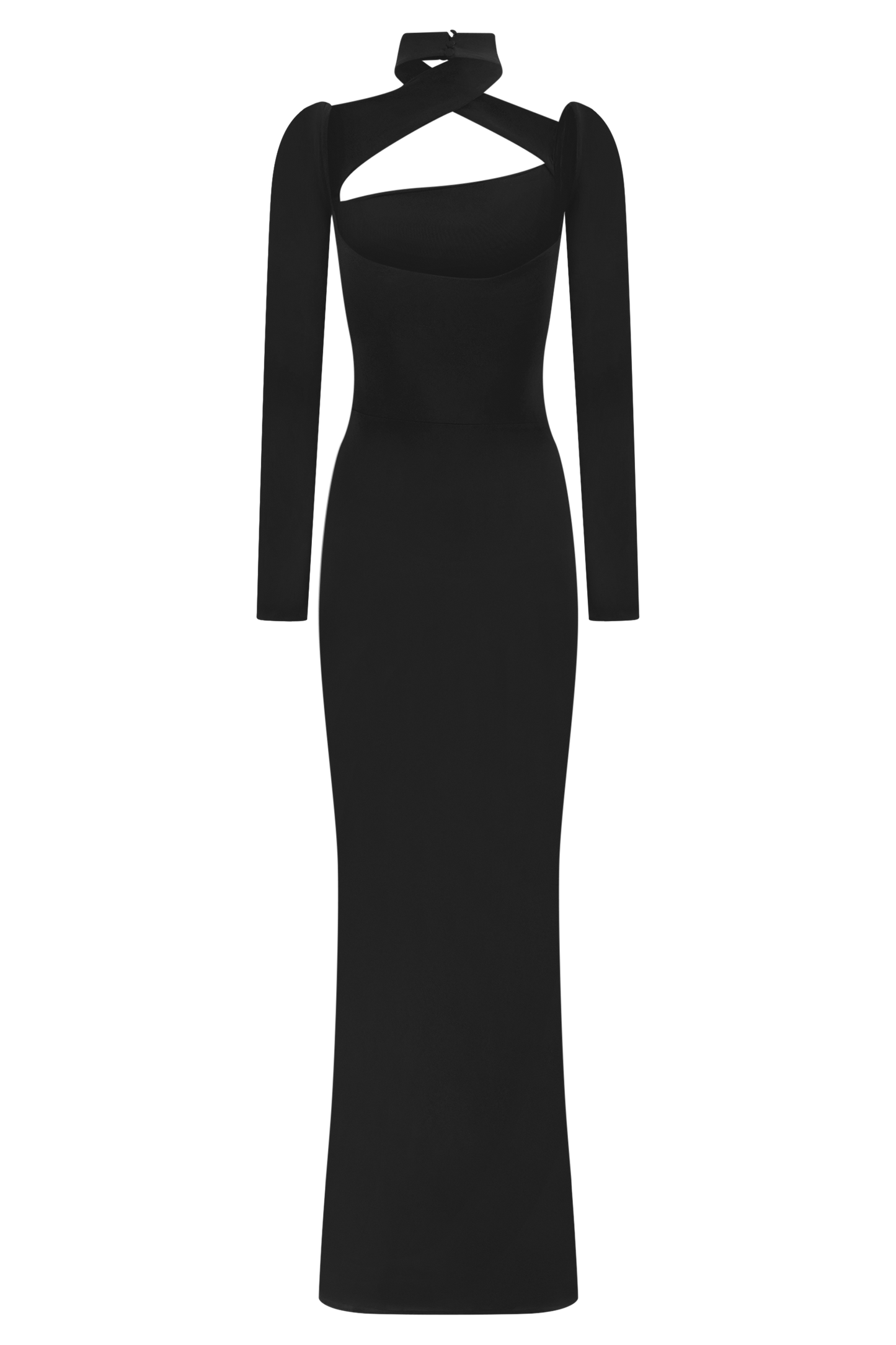 Lyndon Long Sleeve Slinky Maxi Dress - Black