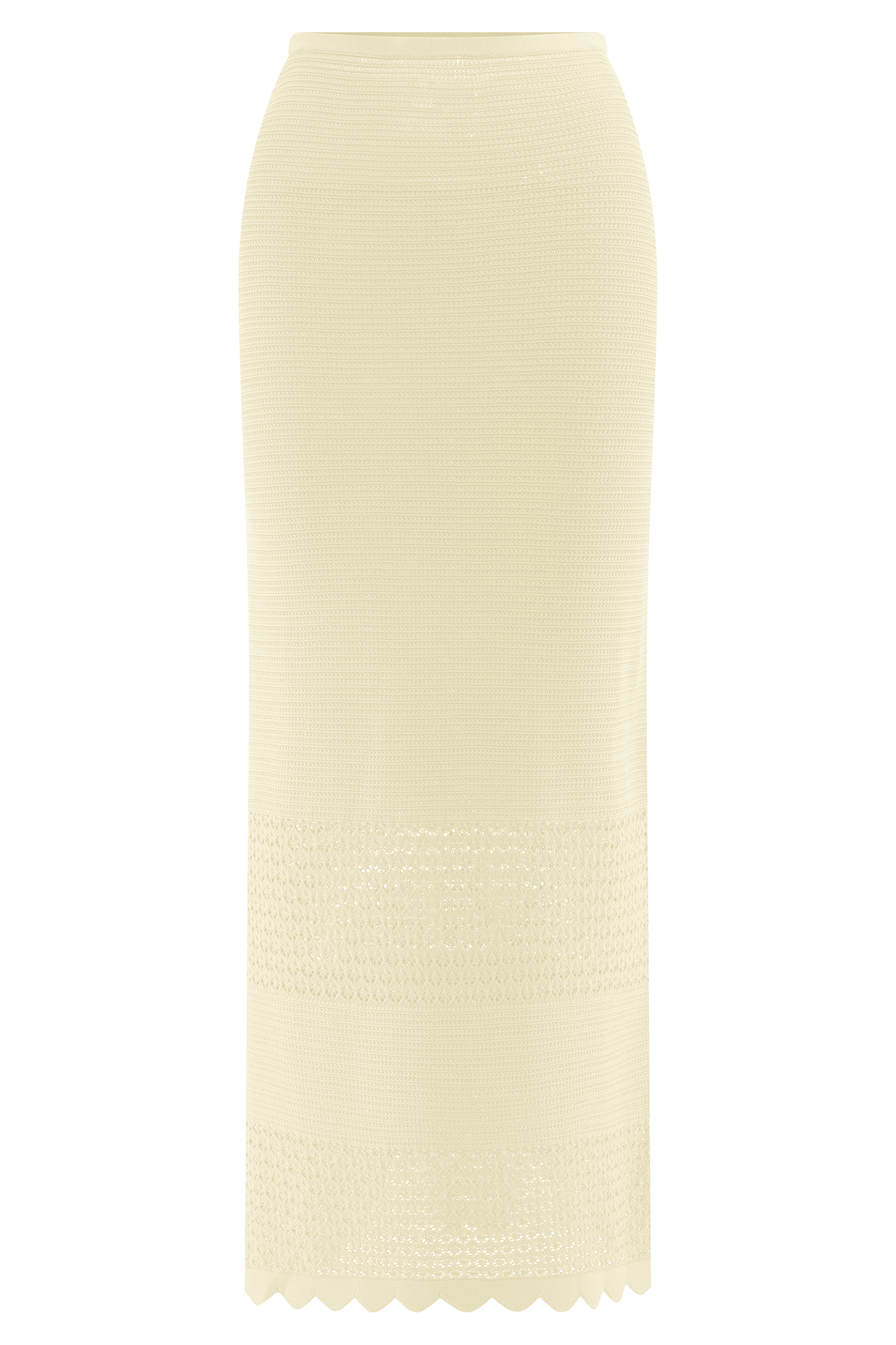 Madeline Scallop Knit Midi Skirt - Ivory