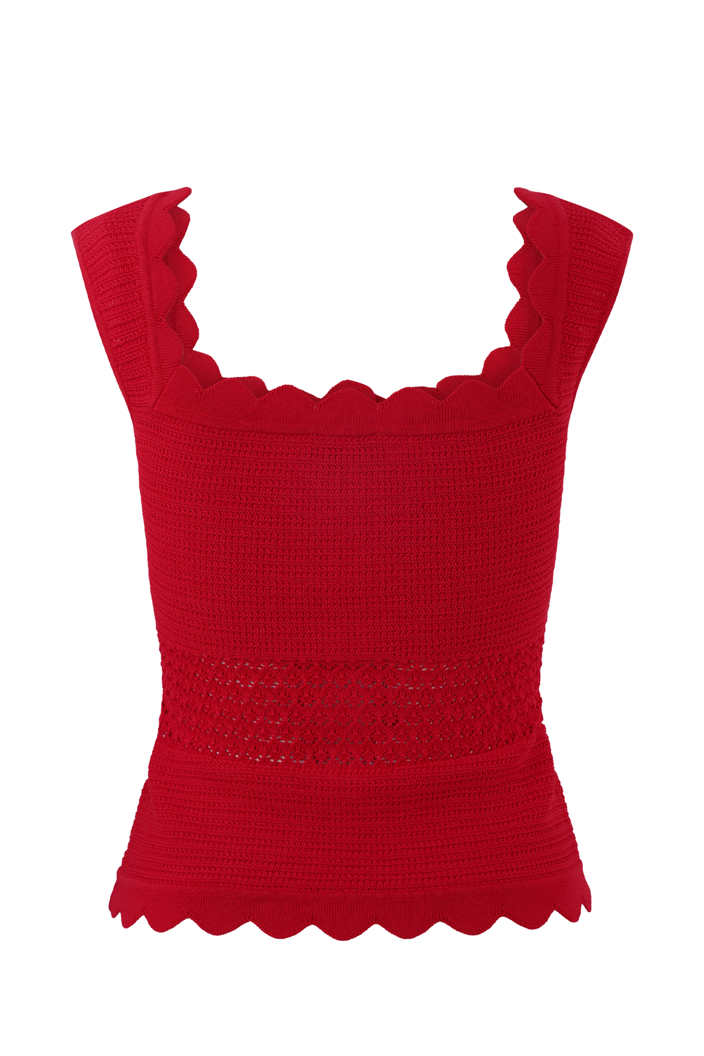 Madeline Scallop Knit Top - Red